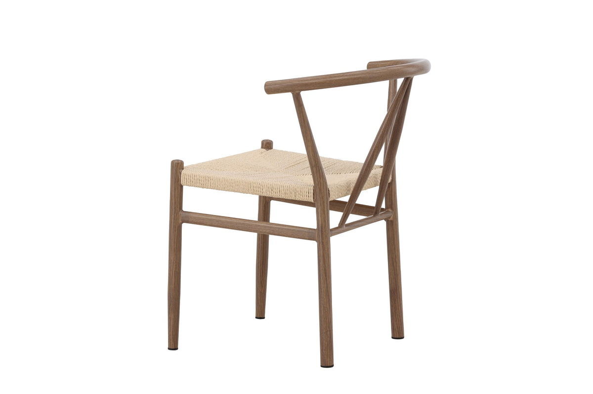 Esszimmerstuhl Alfons von Venture Home in Beige und Braun, Sitzfläche aus Rattan, Beine aus Stahl, schlichte skandinavische Form