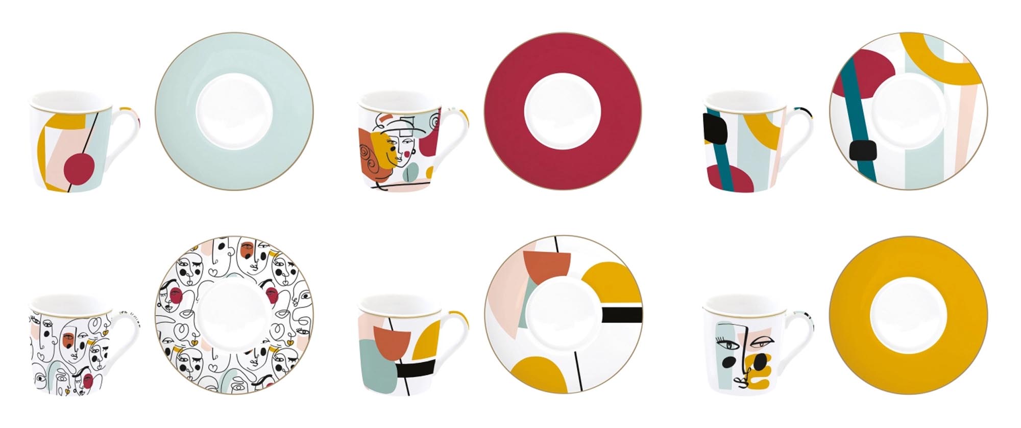 Set aus 6 stilvollen Espressotassen mit Untertassen, 100ml, von Easy Life. Ideal für Kaffeeliebhaber und elegante Tischdekoration.