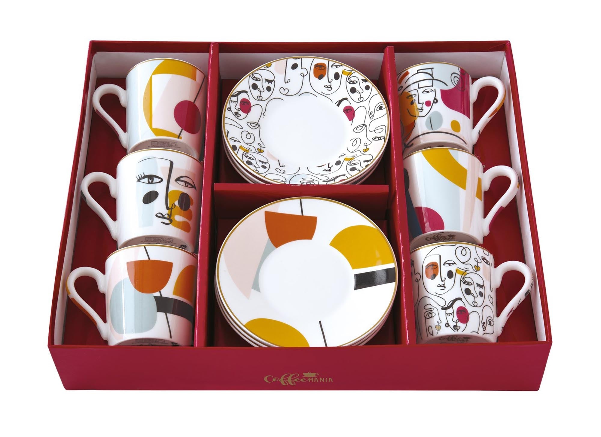 Elegantes Set aus 6 Espressotassen mit Untertassen, 100ml, von Easy Life. Perfekt für stilvollen Kaffeegenuss und Dekoration.