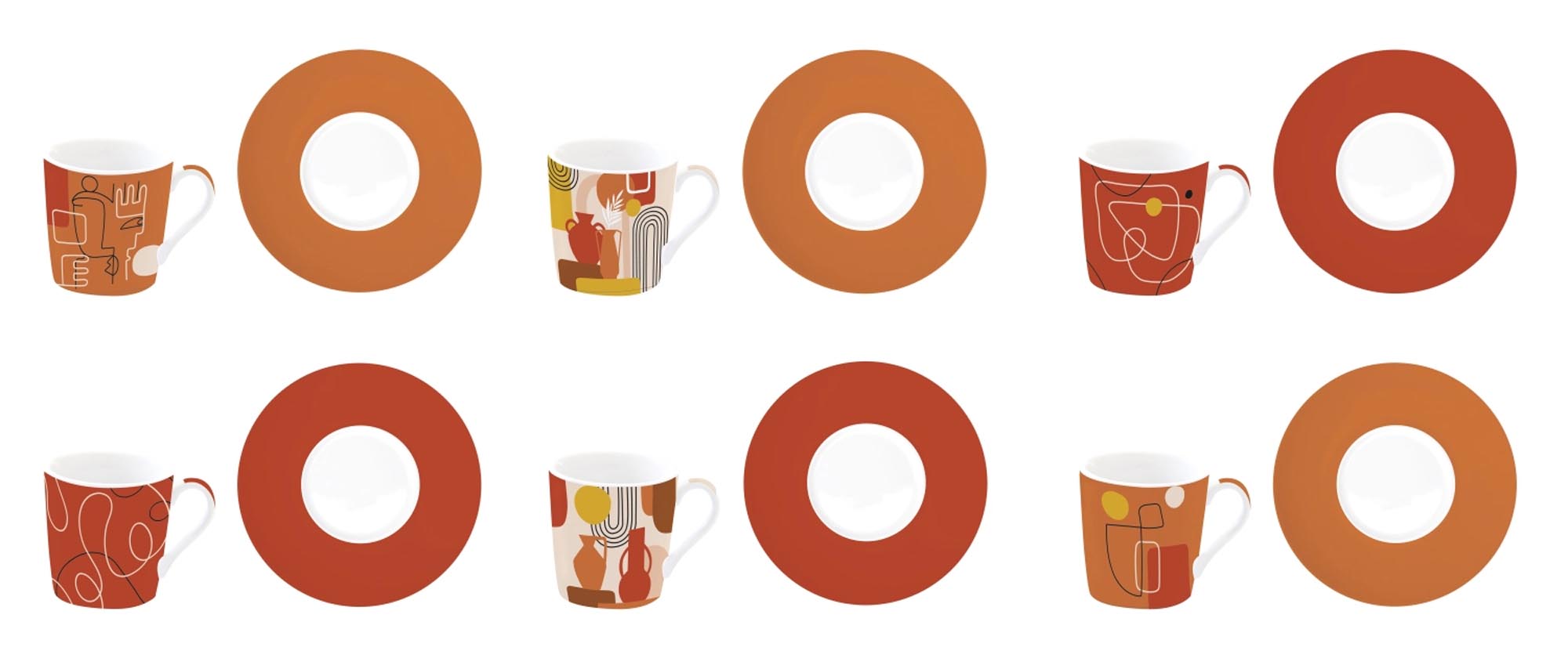 Stilvolles 6er Set Espressotassen mit Untertassen von Easy Life. Hochwertiges Porzellan, ideal für Espresso und besondere Anlässe.