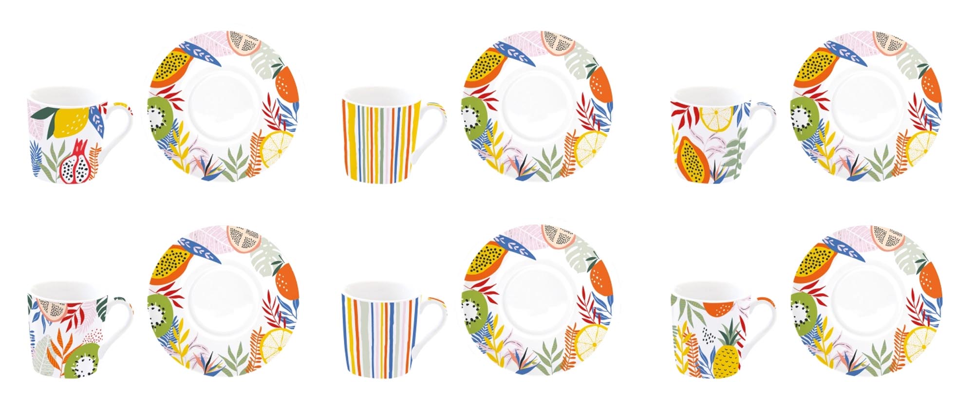 Coffee Mania 6er Espr.-tasse m. Unters. 100ml in Mehrfarbig präsentiert im Onlineshop von KAQTU Design AG. Espressotassen ist von Easy Life