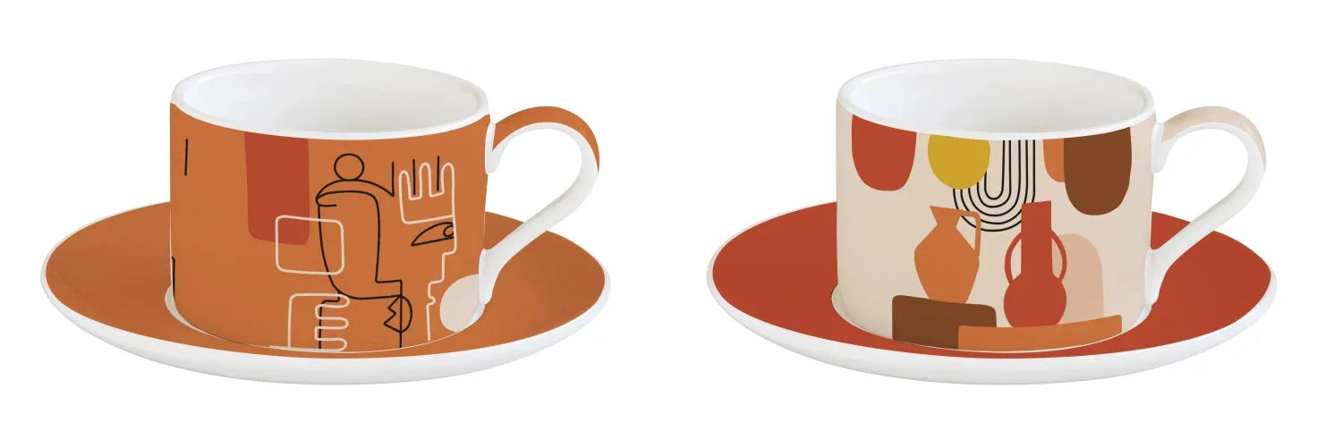 2er Set Coffee Mania Kaffeetasse m. Untert. GB Terracotta