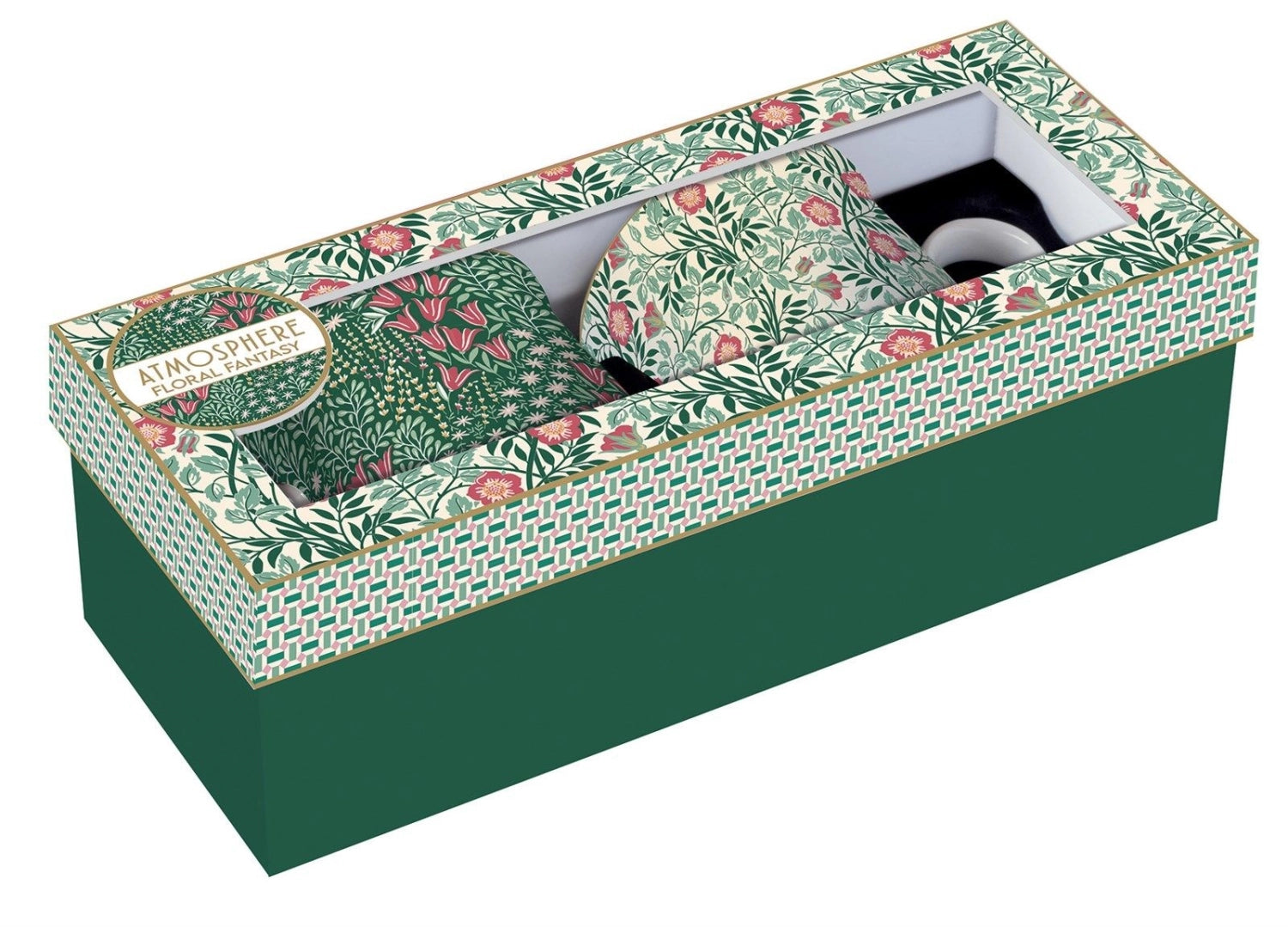 Zwei elegante Porzellanbecher im floralen Design, ideal für Tee oder Kaffee, mit 300 ml Fassungsvermögen, von Easy Life.