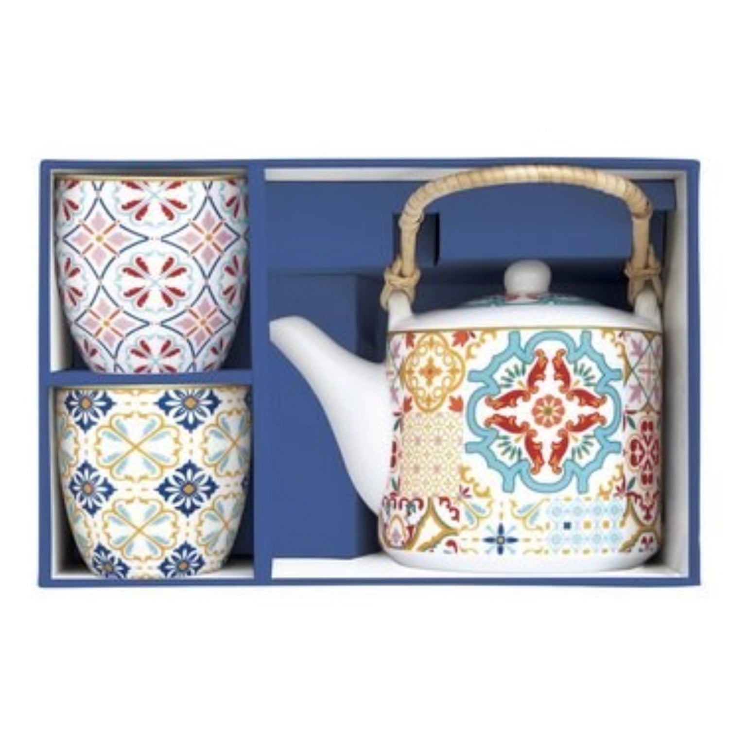 Elegante Siracusa Teekanne (600 ml) mit passendem Aufguss und zwei Tassen, ideal für Teeliebhaber. Stilvolles Design von Easy Life.