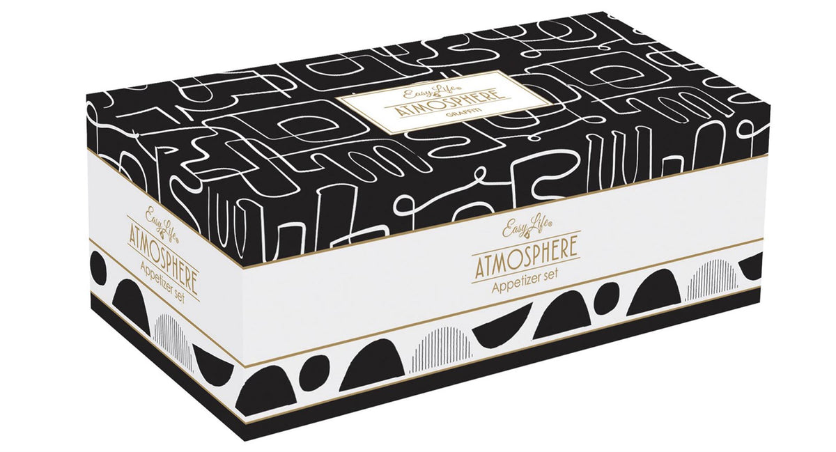 Graffiti Appetizer Set mit 4 Schälchen, 29x13cm in Schwarz präsentiert im Onlineshop von KAQTU Design AG. Schale ist von Easy Life