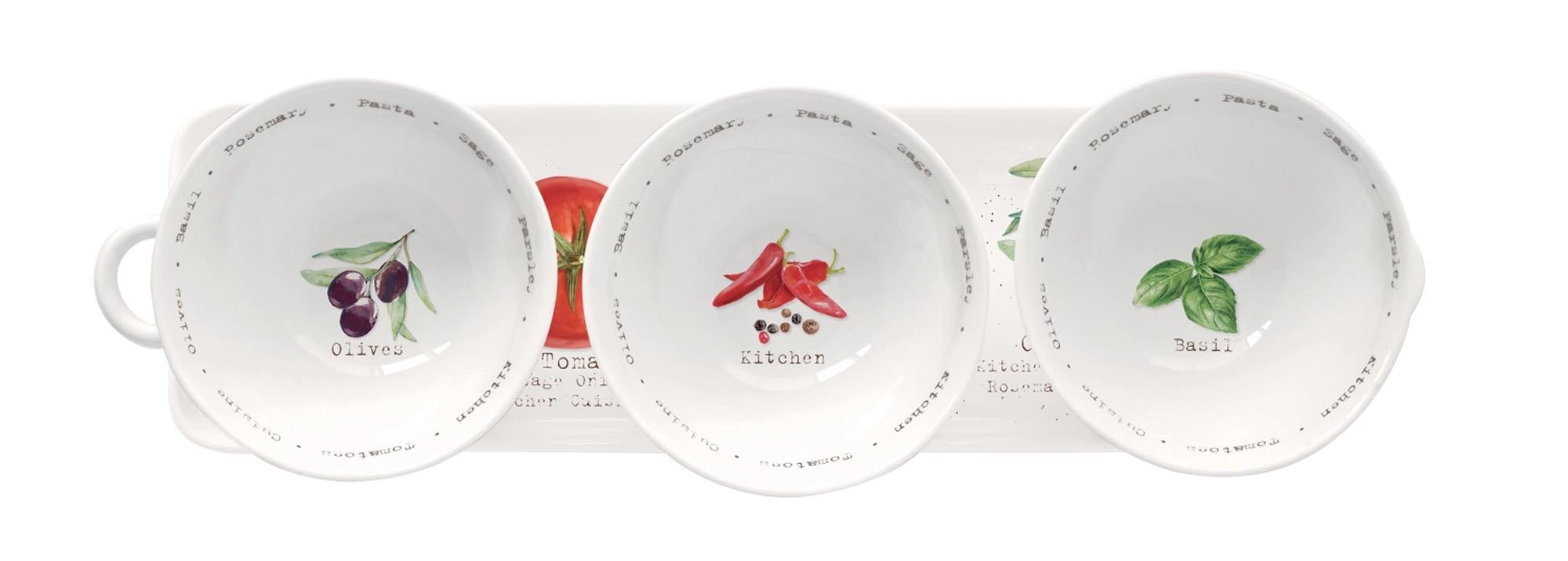 Modernes Apéro Set 37x10cm mit 3 Schalen von Easy Life für Genießer.