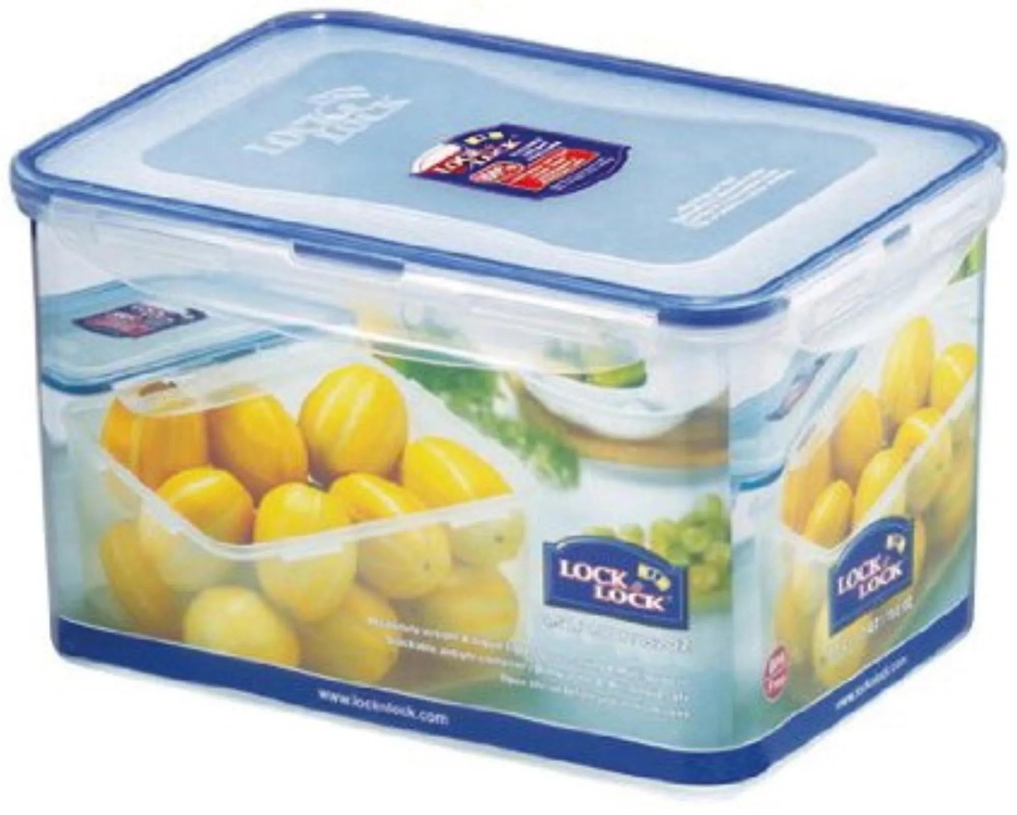 Praktische 4,5L Lock&Lock Vorratsdose: BPA-frei, luftdicht, transparent, spülmaschinenfest. Ideal für Reis, Pasta, Snacks. Maße: 24,8x18x15cm.