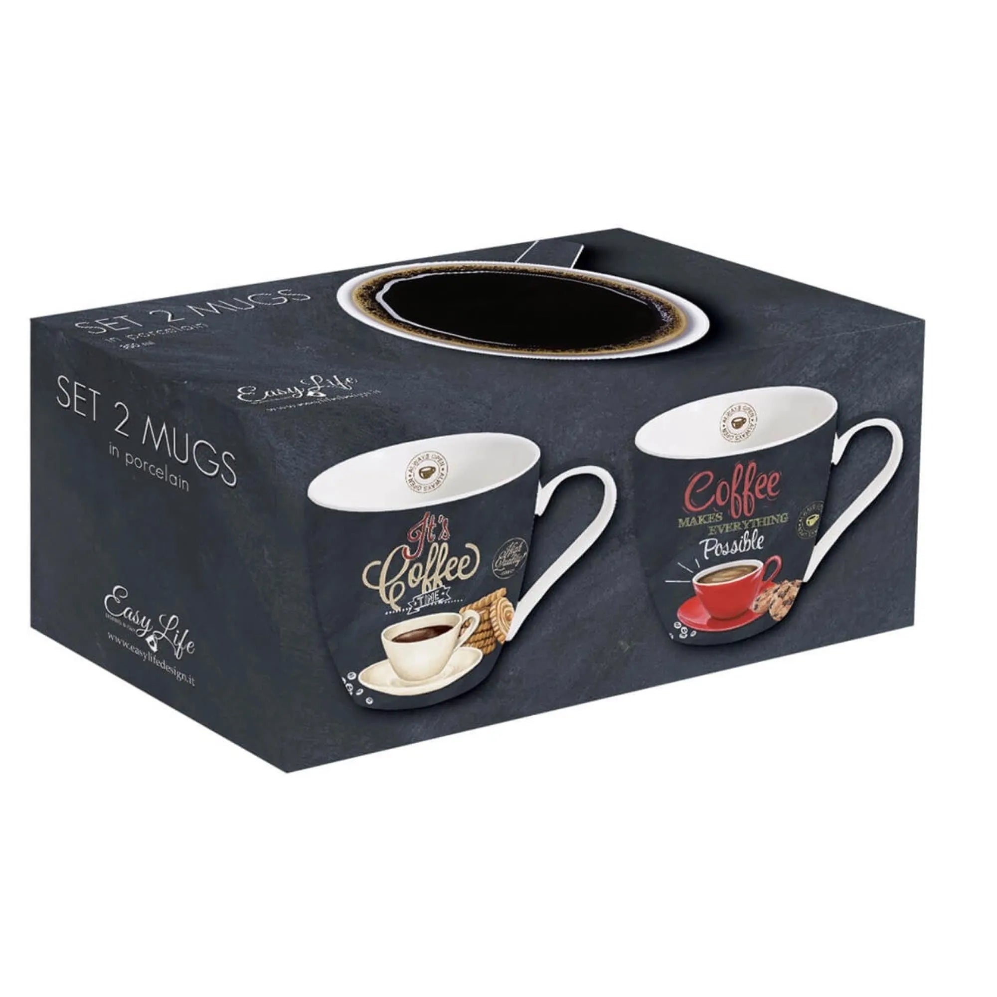 2er Set Its coffee time Porzellanbecher 350ml - KAQTU Design