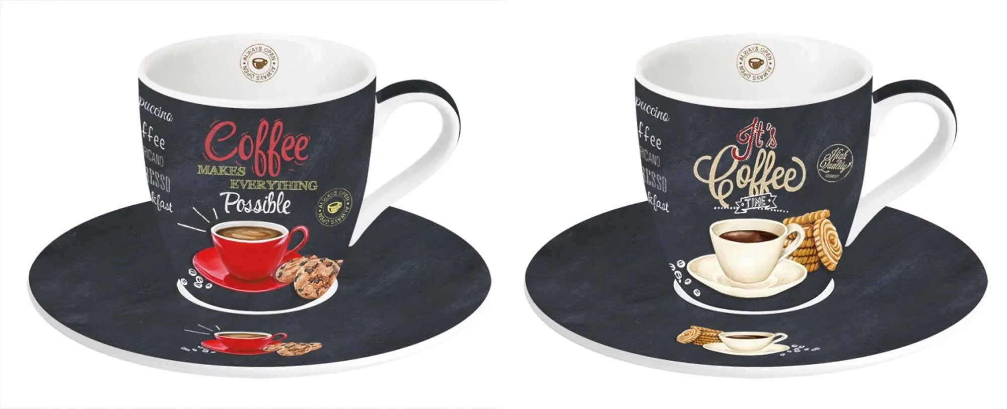 2er Set Its coffee time Espresso Obertasse m. Untertass - KAQTU Design