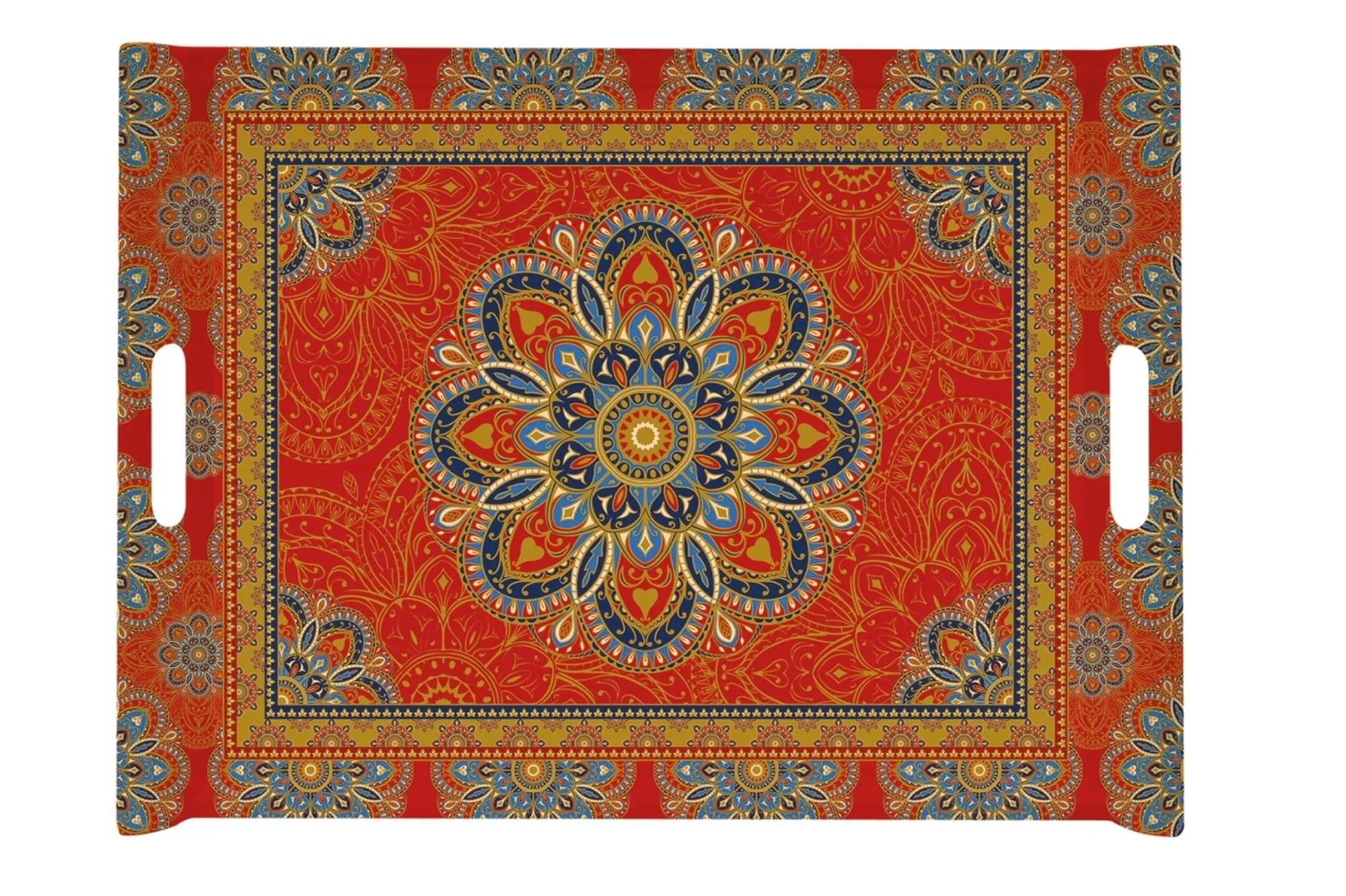 Art Around the World "Jaipur" Tablett m. Griffen 52x37cm - KAQTU Design