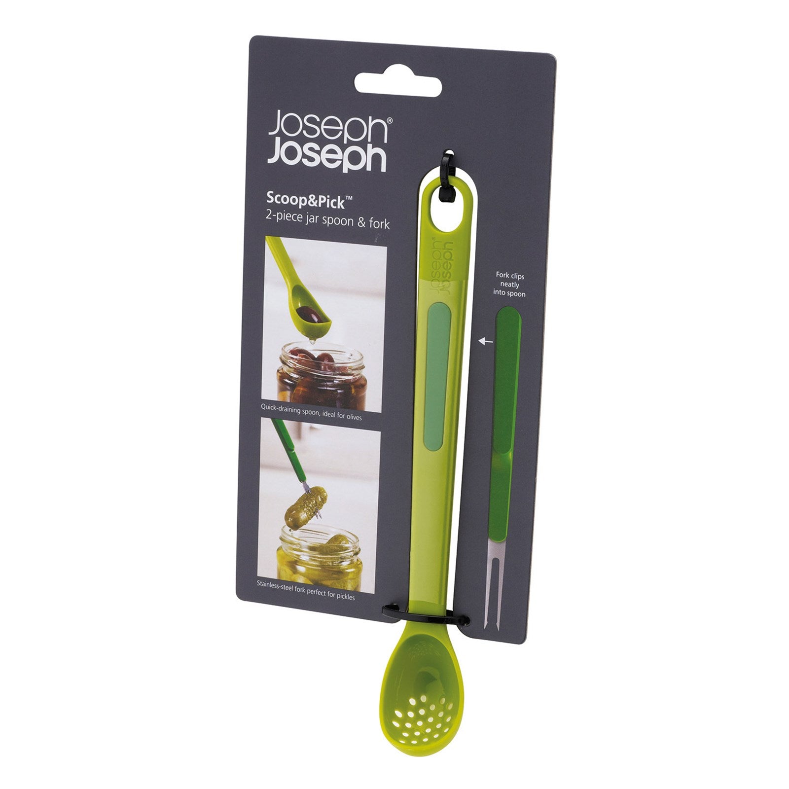Stilvolles 2er-Set aus Edelstahl und Kunststoff in Grün, ideal für Snacks. Ergonomisch, langlebig, spülmaschinenfest.