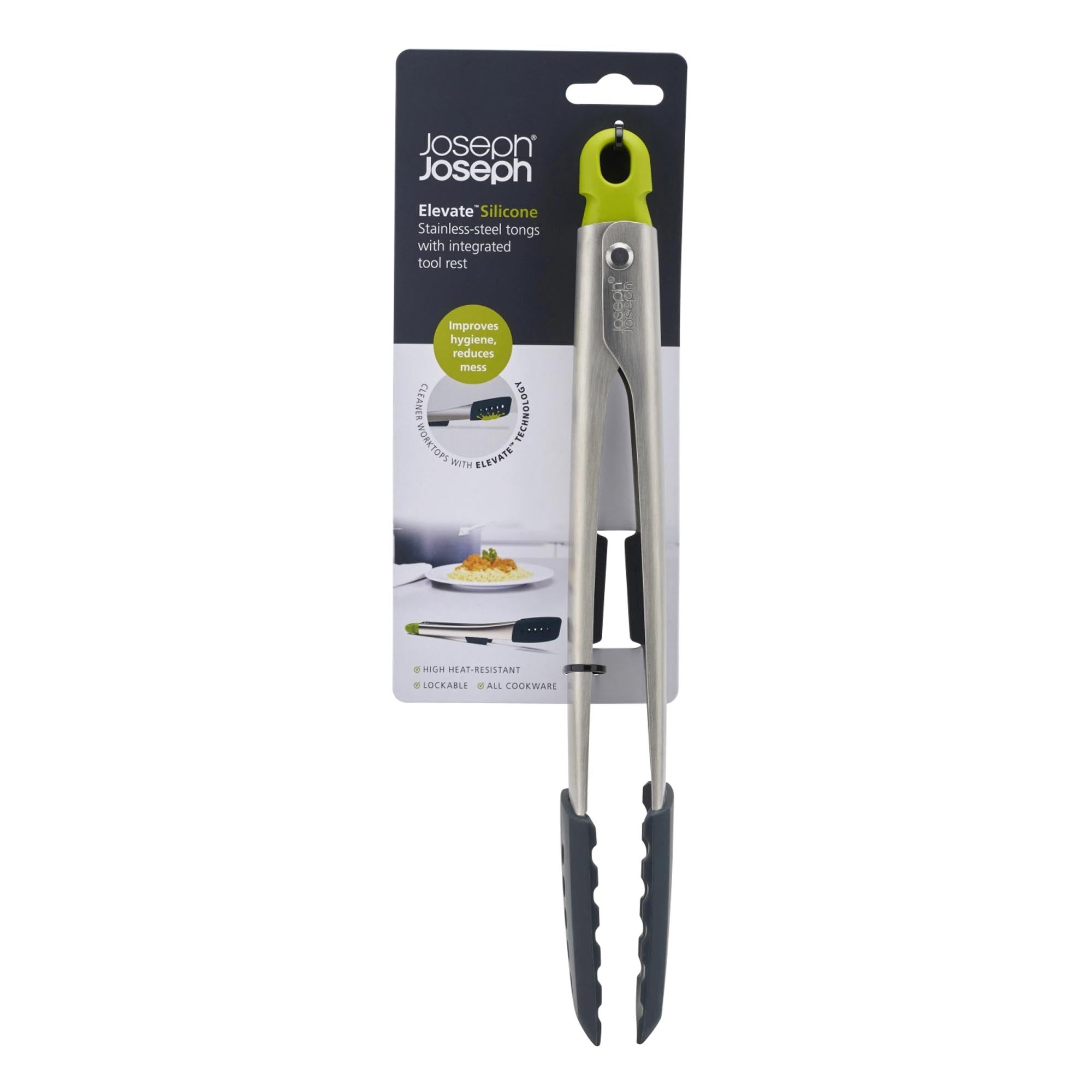 Die grüne Joseph Joseph Elevate Silikon Zange (30.5 cm) bietet hitzebeständigen Komfort und hygienische Aufbewahrung für Ihre Küche.