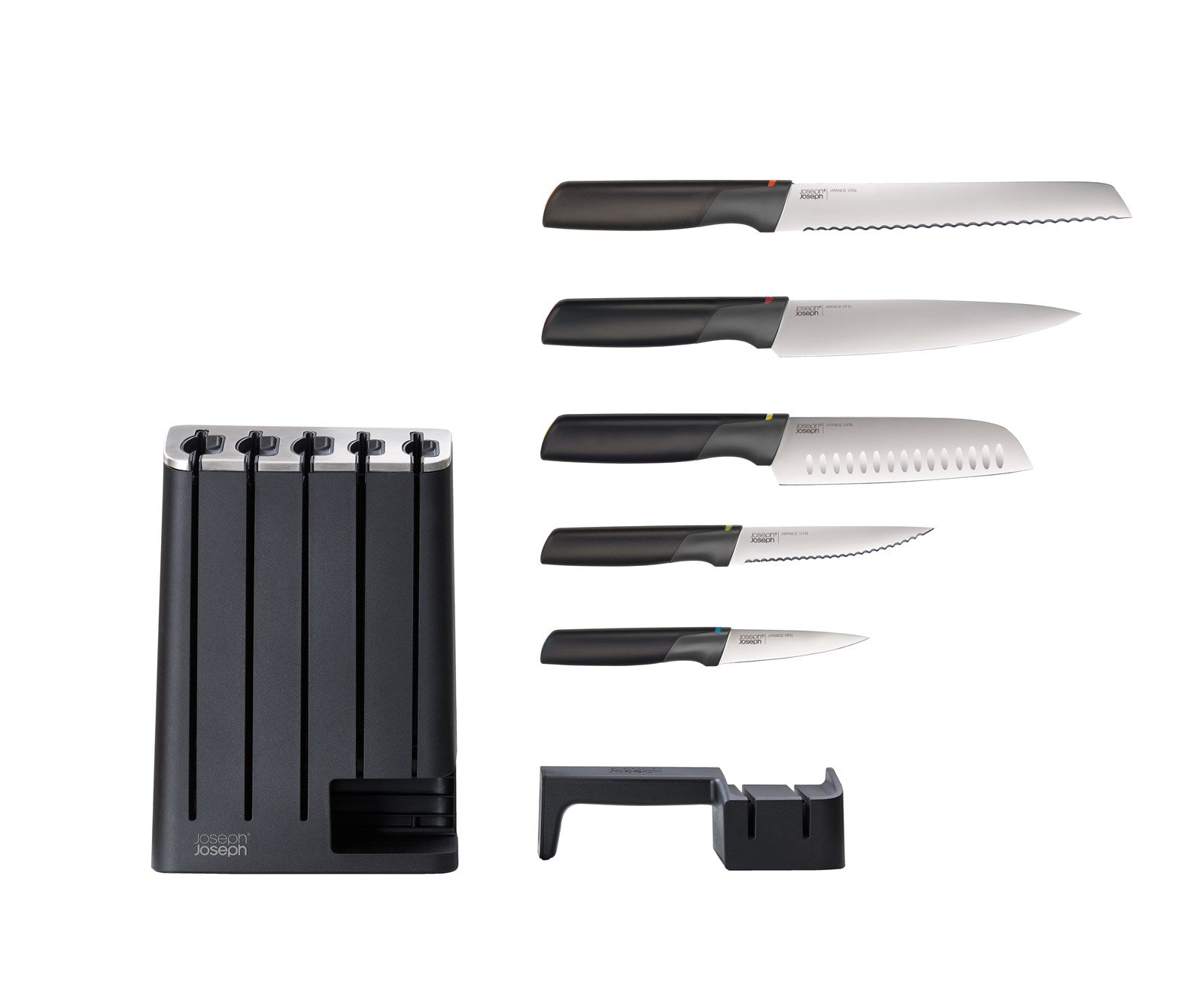 Hochwertiges 5-teiliges Messerset mit ergonomischen Griffen und platzsparendem Design. Perfekt für jede moderne Küche!