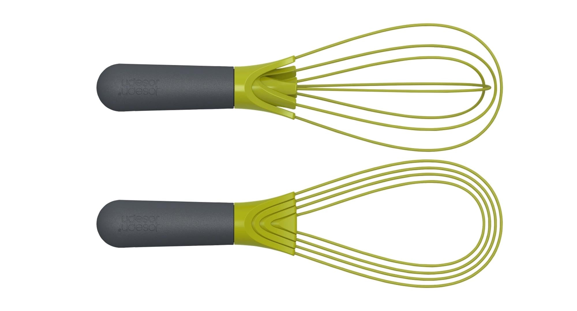 Der Twist Schneebesen von Joseph Joseph: Funktionalität trifft Design. Edelstahl & Silikon für Stabilität, ergonomisch, spülmaschinenfest.