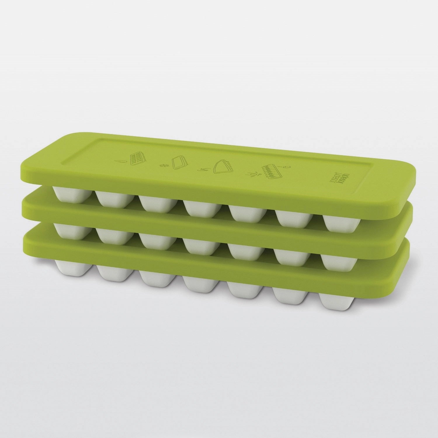 Praktischer Quicksnap Plus Eiswürfelbehälter in modernem Weiß und Grün, perfekt für die einfache Herstellung von Eiswürfeln, Maße: 13x32.2x3.5 cm.