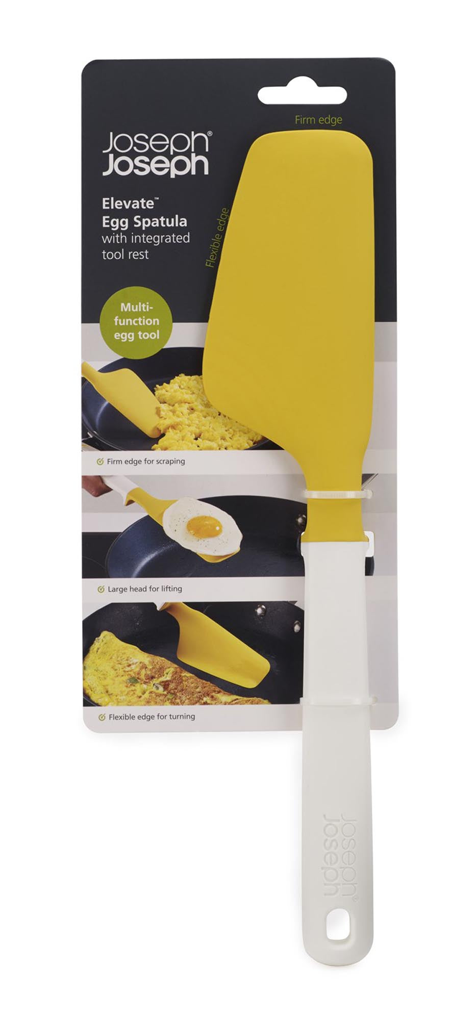 Der Elevate Silikon Eier-Spatel von Joseph Joseph vereint Funktionalität und Stil. Mit 31 cm Länge, hitzebeständig und flexibel, ideal für jede Küche.