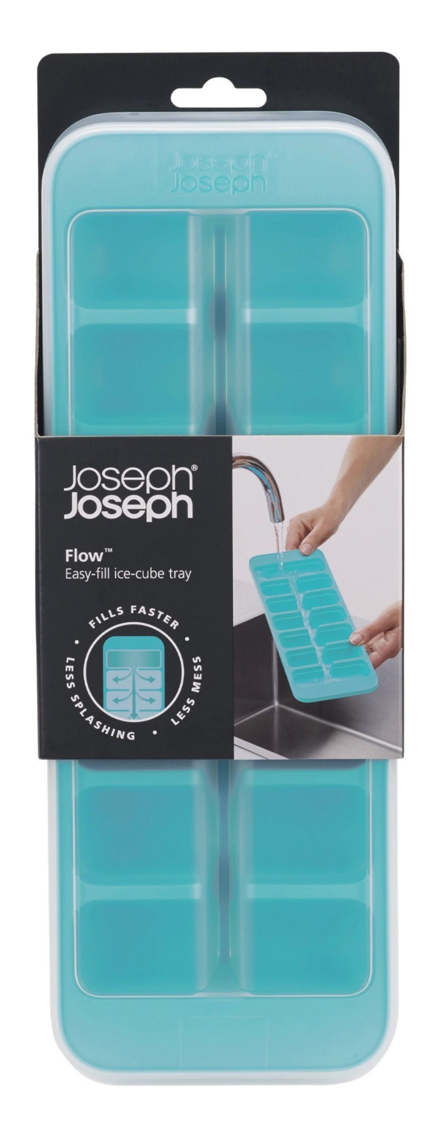 Flow Easy-fill Eiswürfelbehälter von Joseph Joseph: praktisches Design für müheloses Befüllen und gleichmäßige Eiswürfel für kühle Getränke.