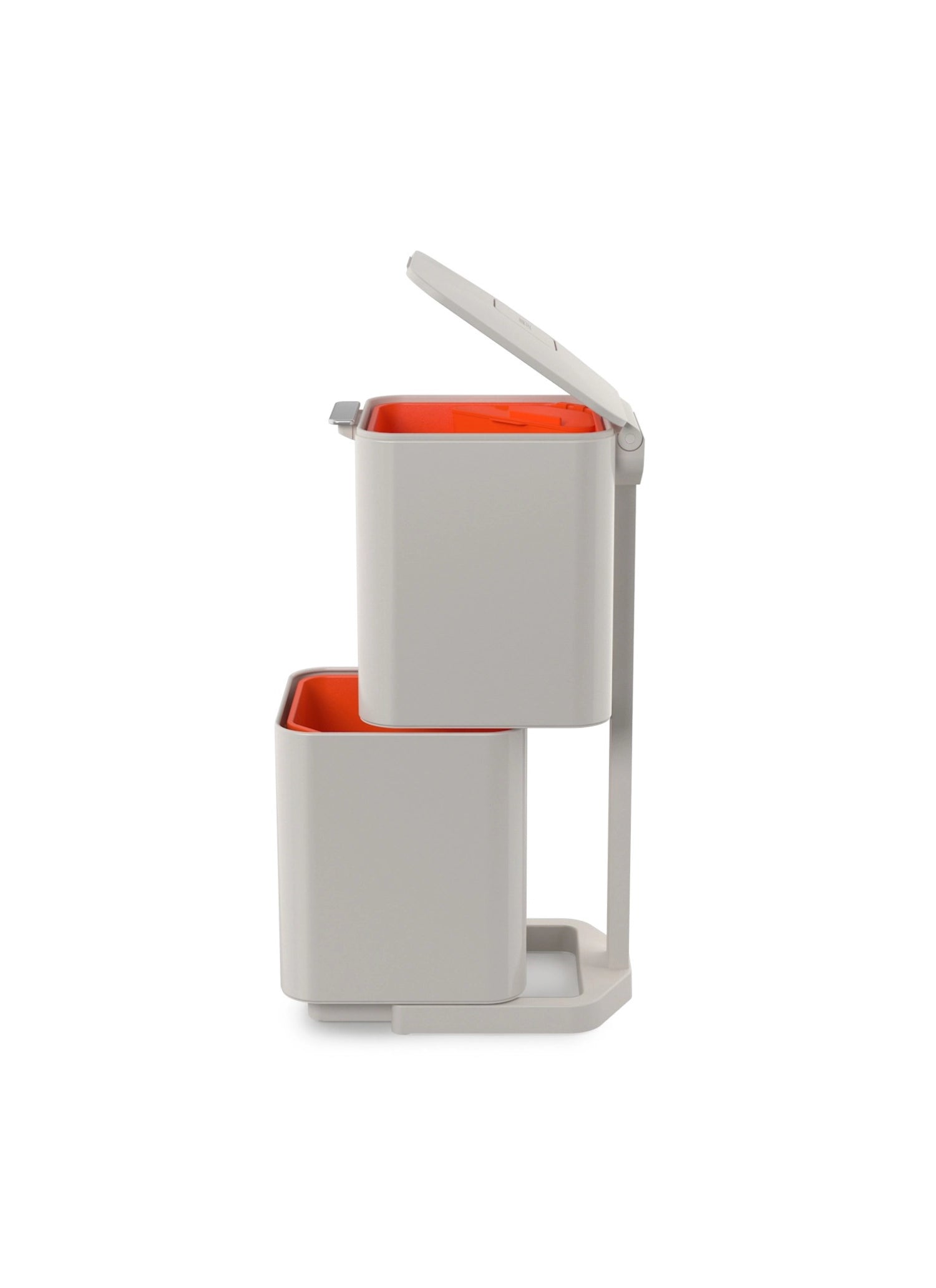 Der Totem Compact 40L in elegantem Stone-Finish bietet durchdachte Trennmöglichkeiten für Müll und Recycling in einem kompakten Design.
