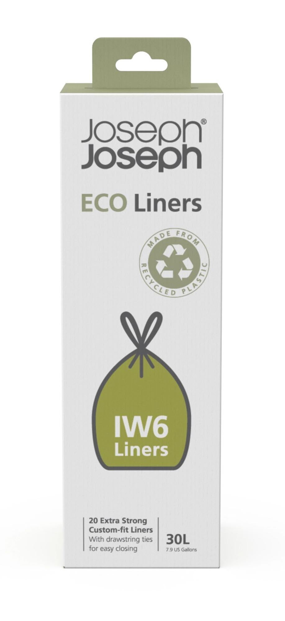 Nachhaltige 30L Müllbeutel aus 100% recyceltem Material, robust, reissfest, ideal für Joseph Joseph Mülleimer. 20er Pack.