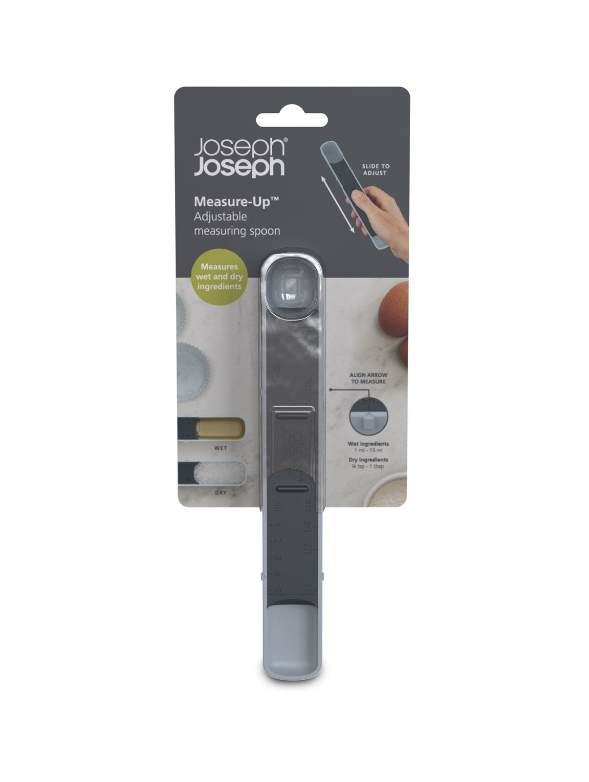 Entdecken Sie den blauen Measure-Up Messlöffel von Joseph Joseph – Ihr praktischer Küchenhelfer für präzise Dosierungen und stilvolles Kochen!