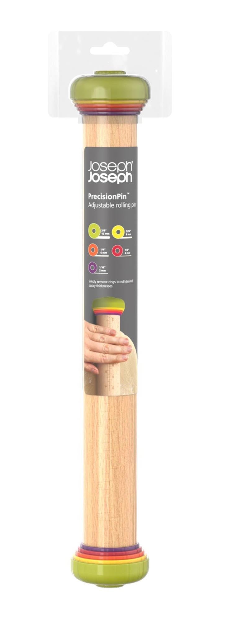 Verstellbares Nudelholz aus Buchenholz, 42cm, mehrfarbig. Präzise Teigdickenanpassung, ergonomisch, langlebig.