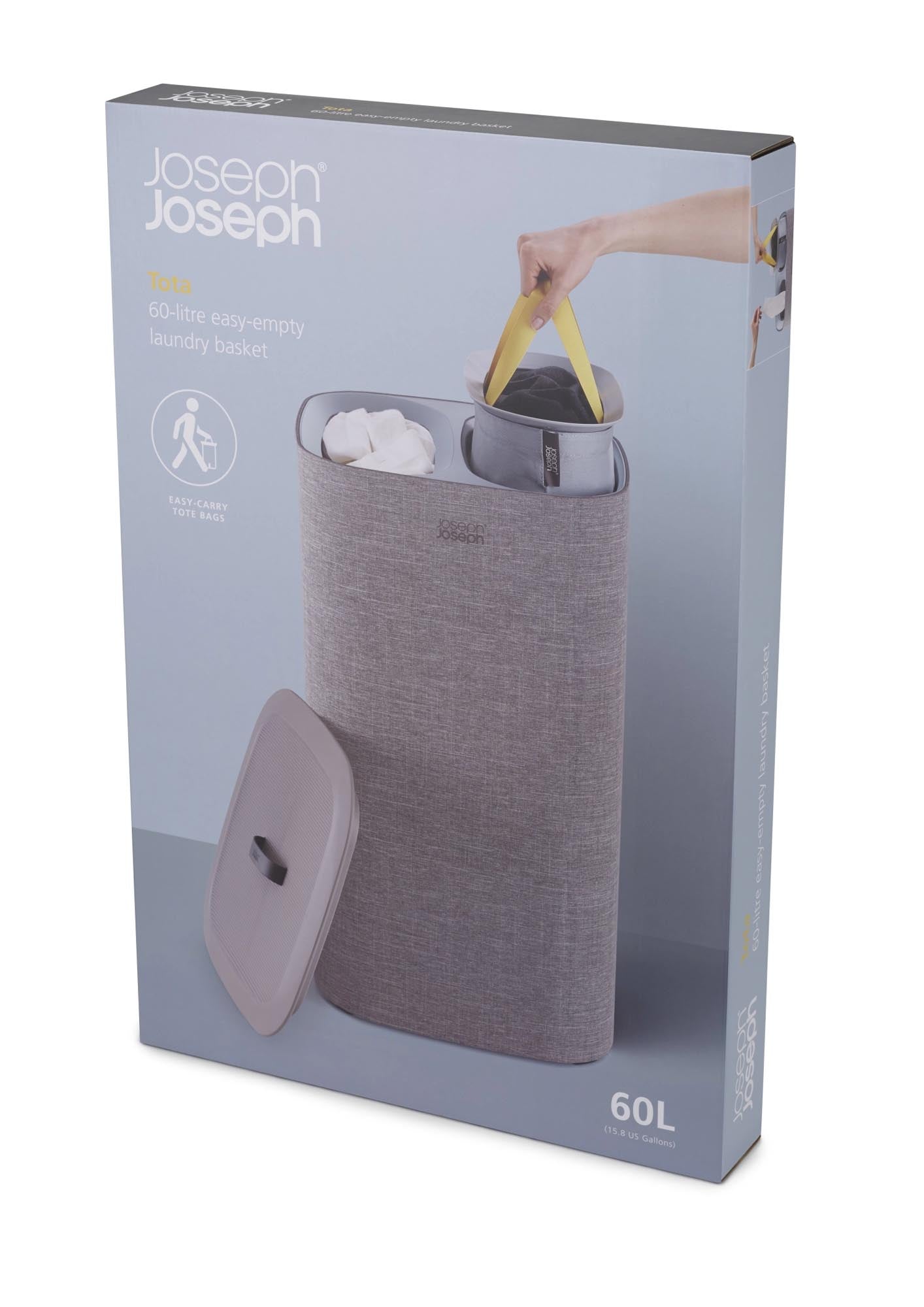 Stylischer 60-Liter-Wäschetrennkorb in Grau von Joseph Joseph – ideal für eine übersichtliche Wäschetrennung und modernes Design.