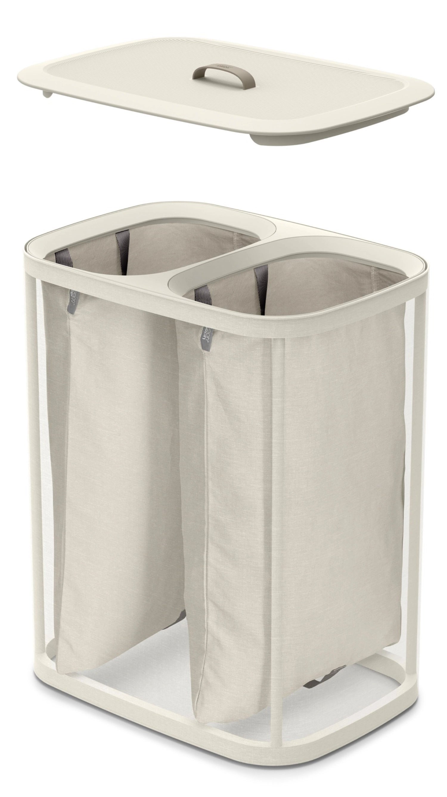 Stylischer Wäschekorb Tota 90L in elegantem Ecru von Joseph Joseph, perfekt für die praktische und stilvolle Aufbewahrung von Wäsche.