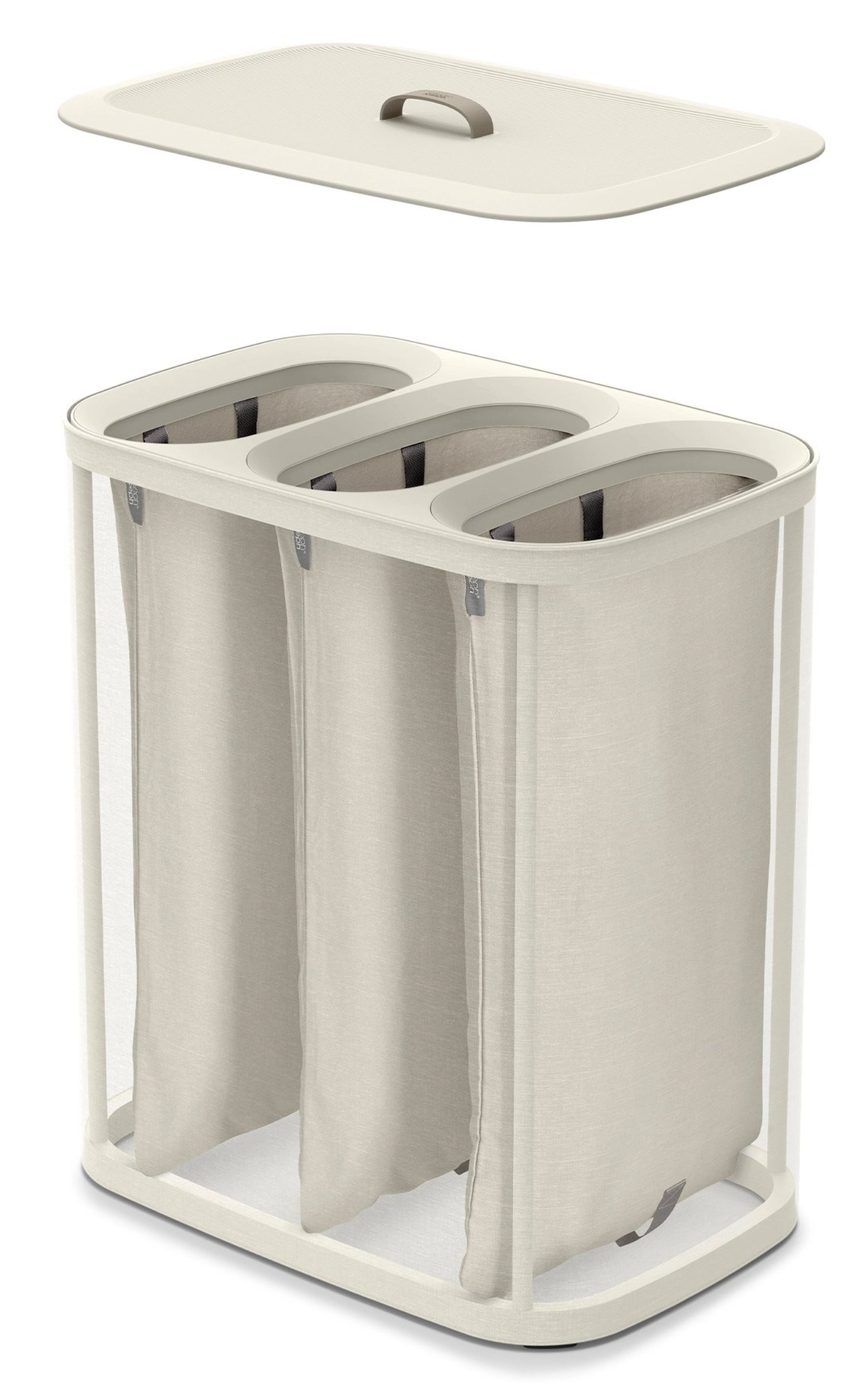 Eleganter Wäschekorb Tota Trio 90L in Ecru von Joseph Joseph, perfekt für stilvolle und praktische Wäscheorganisation im Zuhause.