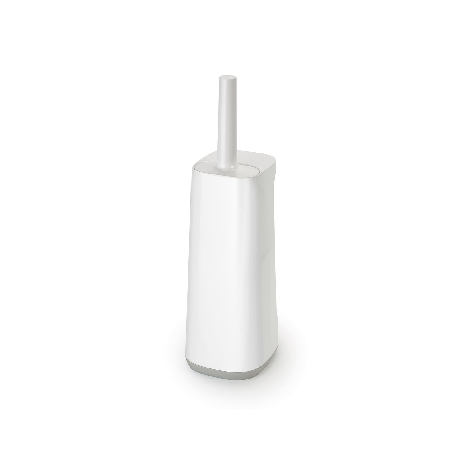 Moderne Flex Plus Toilettenbürste von Joseph Joseph in Weiß und Grau: Praktisch, robust und mit praktischem Fach für Badutensilien.