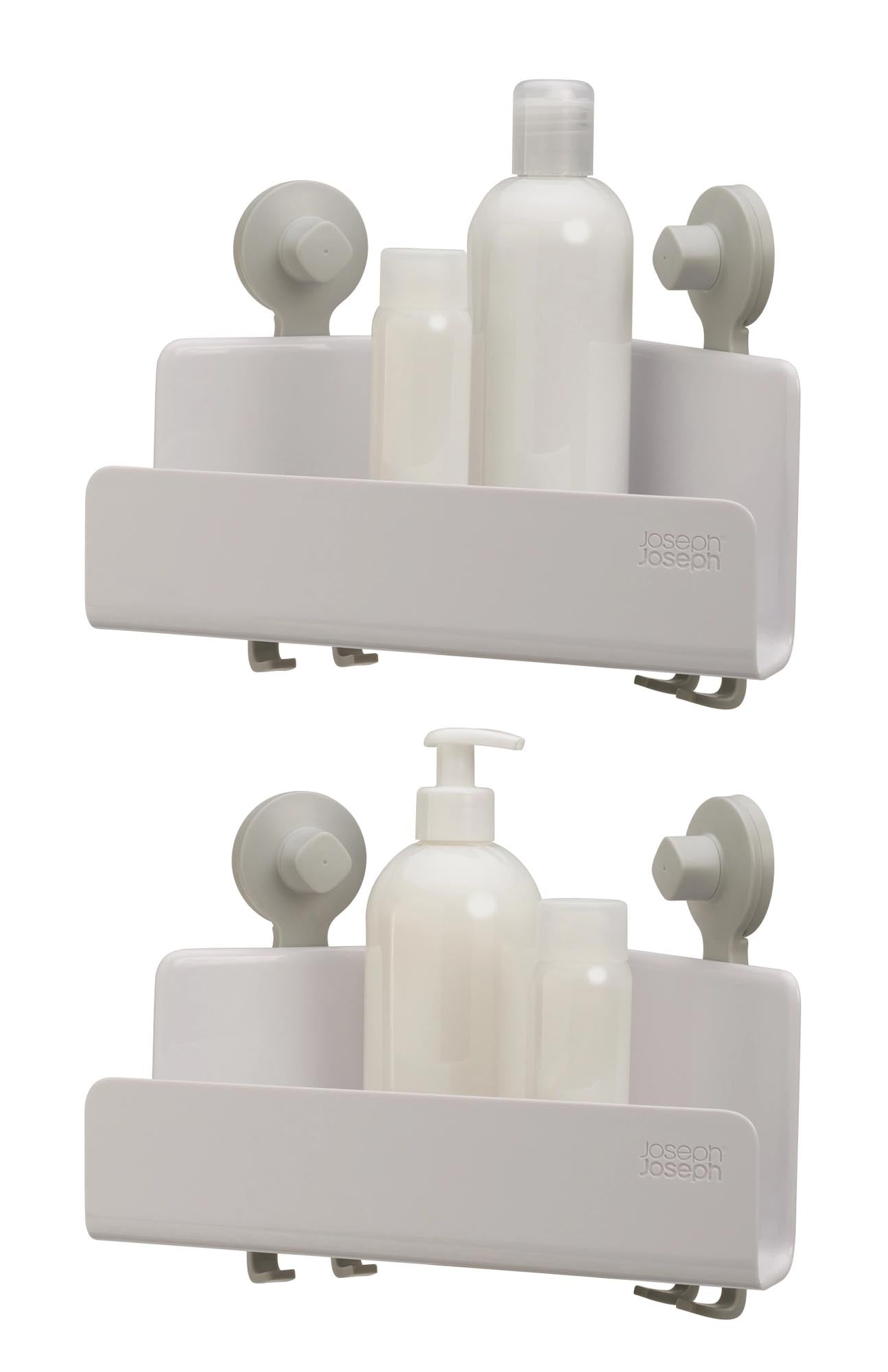 Praktische Eck-Duschablage im 2er-Pack von Joseph Joseph: ideal für Ordnung im Bad, robust, wasserfest und schnell montiert.