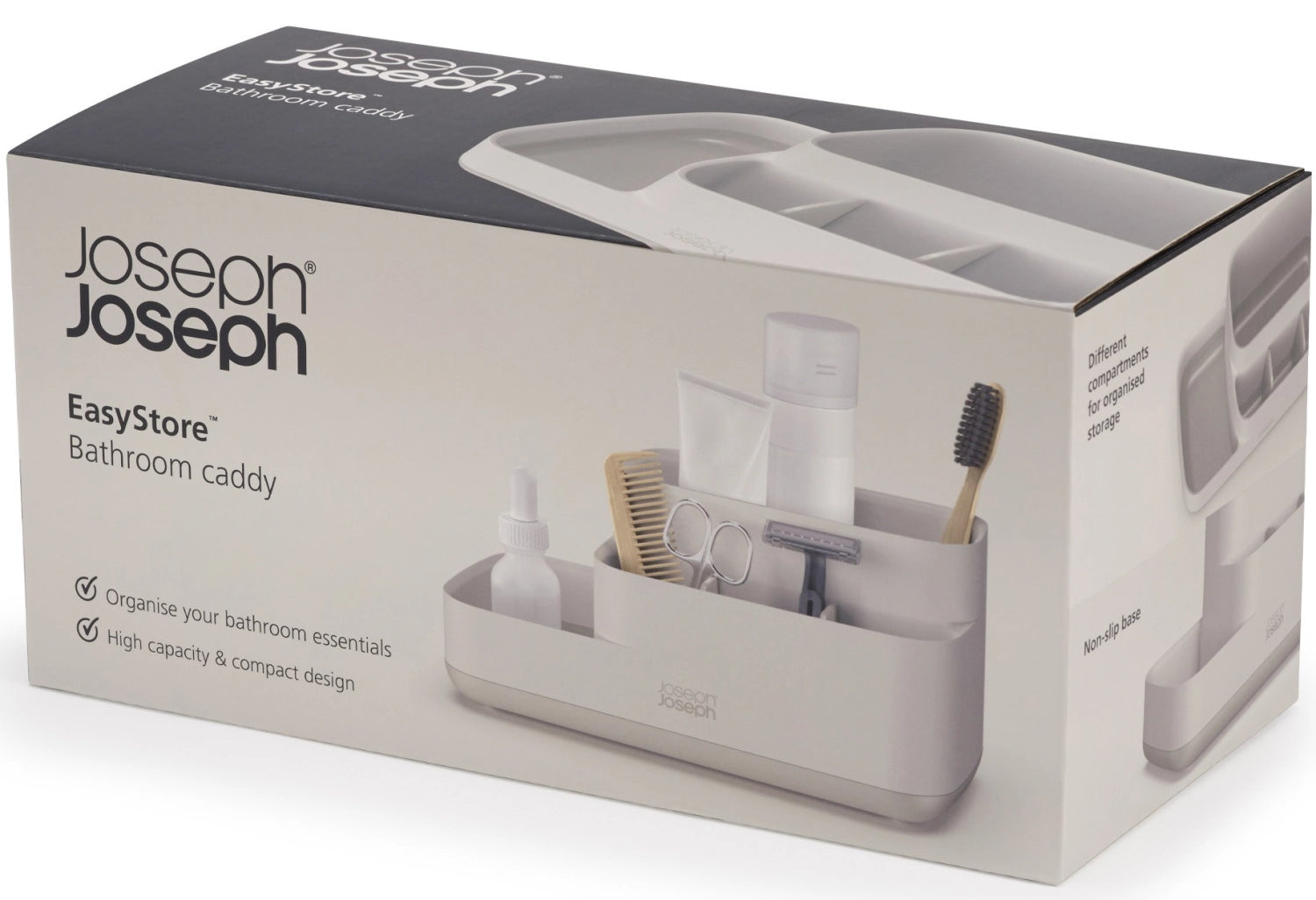Stylischer Badezimmer Caddy in sanftem Ecru von Joseph Joseph, ideal für die übersichtliche Organisation von Badutensilien und Kosmetik.