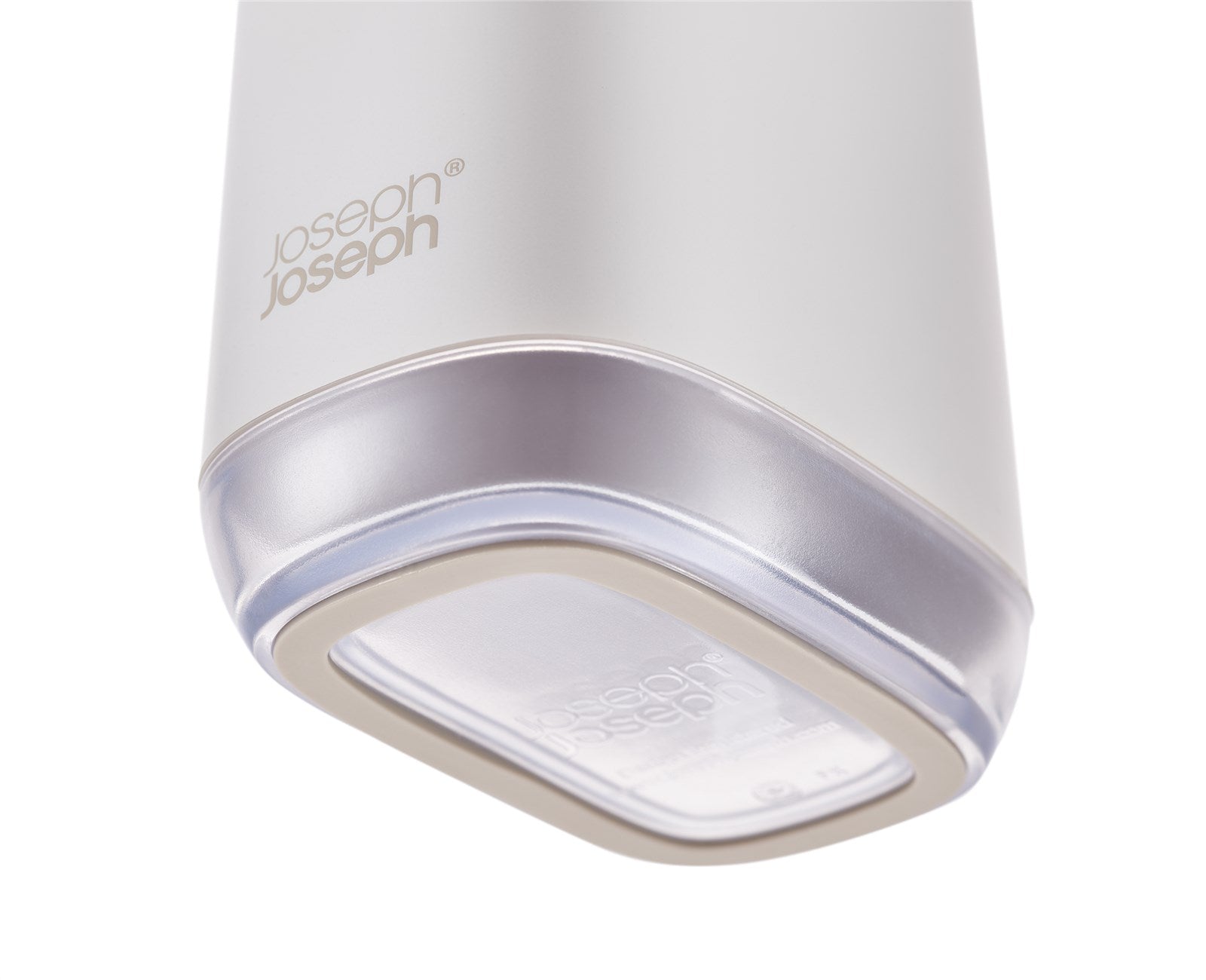 Eleganter Seifenspender in ecru von Joseph Joseph: Kompakt, langlebig und hygienisch dosierbar – ideal für kleine Räume und modernes Design.
