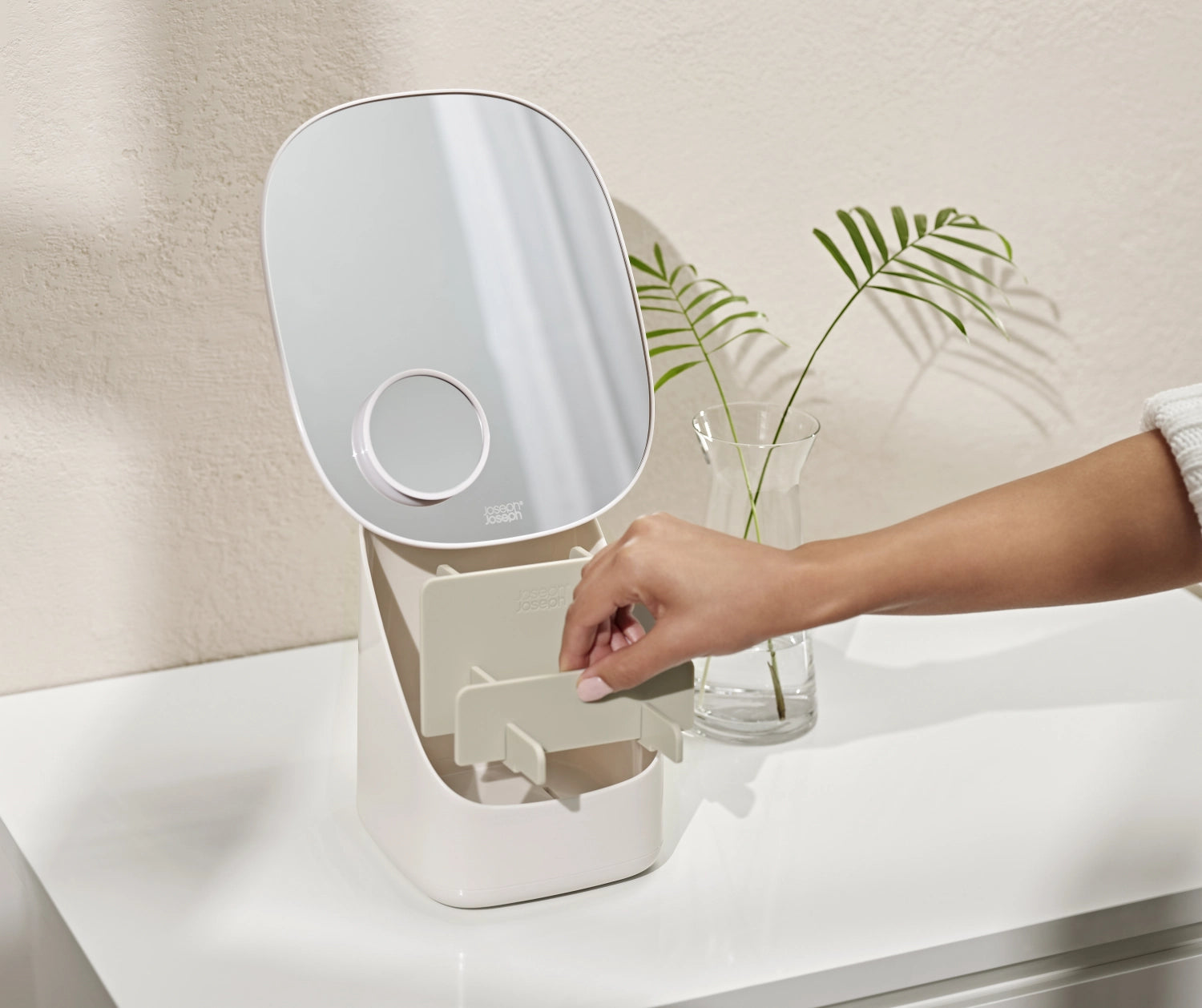 Viva Sockelspiegel mit kosmetischem Organizer, 21x18.5x23cm