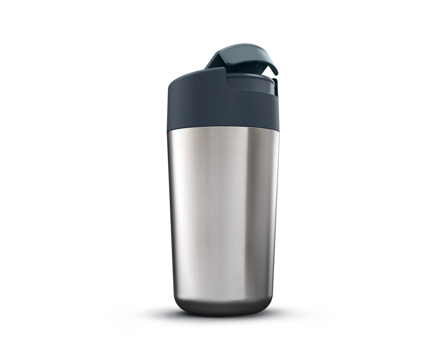 Stylischer Sipp Edelstahl-Reisebecher in Anthrazit, 454 ml, mit praktischem Klappdeckel für müheloses Trinken auf Reisen.