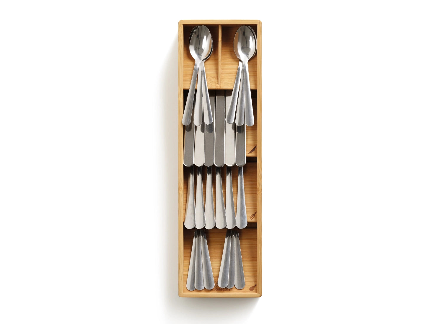 Eleganter Besteckkasten aus hochwertigem Bambus von Joseph Joseph, perfekt für die platzsparende Organisation von Besteck und Küchenhelfern.