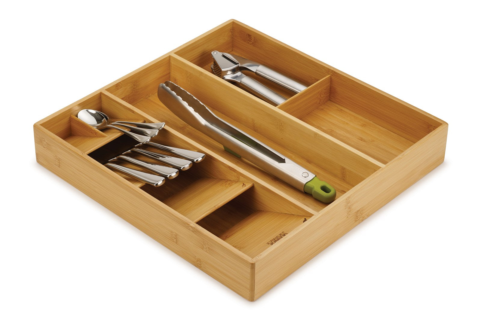 Organisieren Sie Ihre Küchenschubladen mit dem DrawerStore Bamboo Organizer von Joseph Joseph – nachhaltig, funktional und elegant.