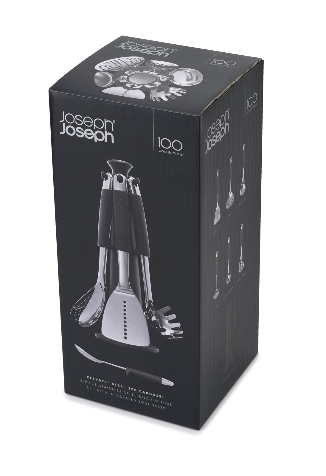 Elegantes Joseph Joseph Karussell-Set aus Edelstahl und Nylon.