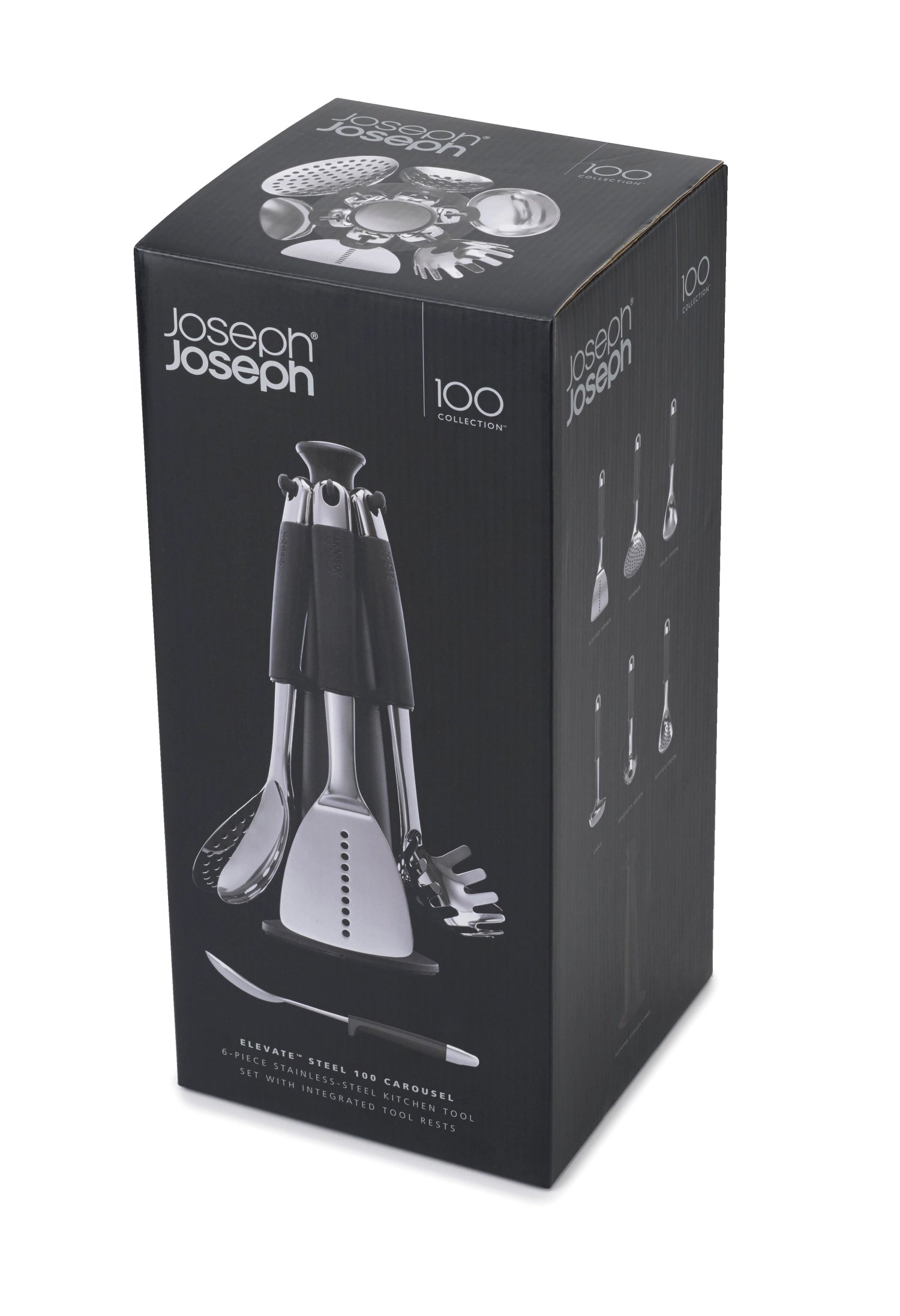 Elegantes Kochlöffelset "Elevate" von Joseph Joseph, kombiniert Edelstahl und Nylon für optimale Funktionalität und modernes Design in der Küche.