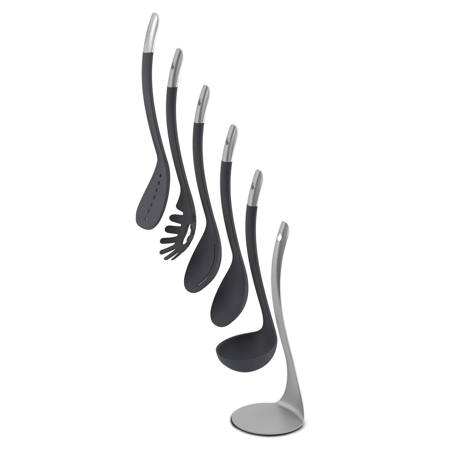 Elegantes 5-teiliges Kochutensilien-Set aus der Nest Steel Collection von Joseph Joseph, ideal für moderne Küchen und vielseitige Kochtechniken.