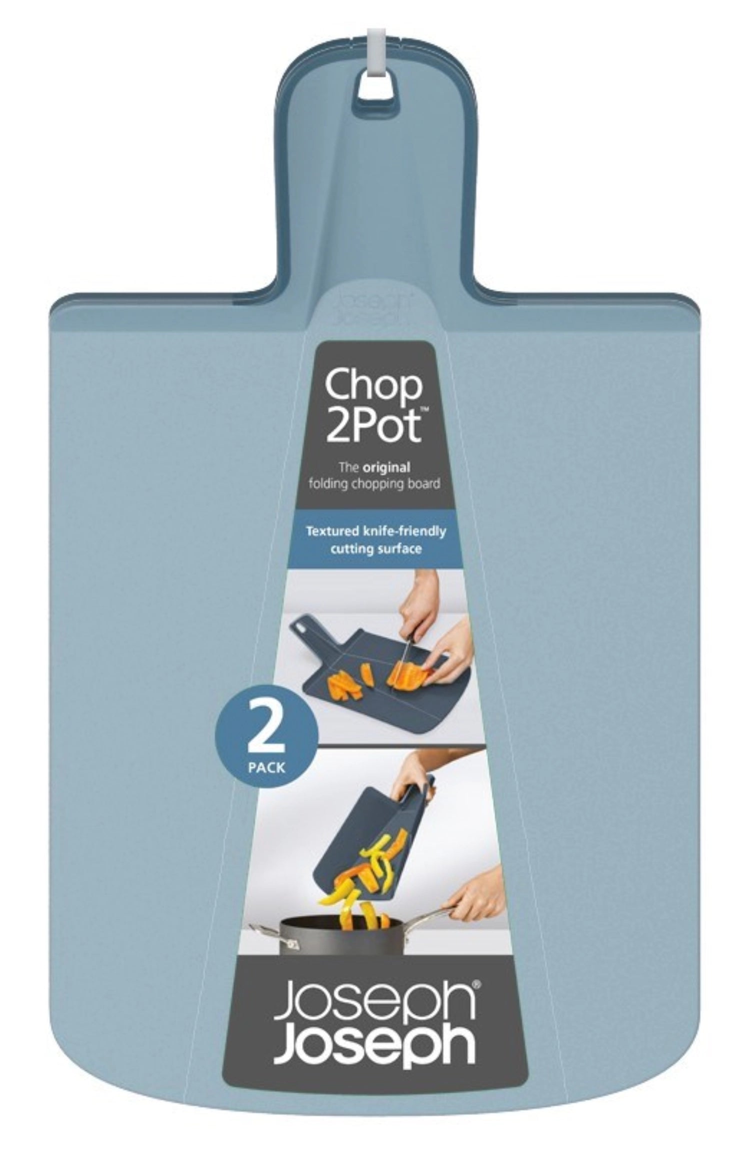 Set of 2 Chop2Pot Plus Sky cutting boards, 38x21x3cm