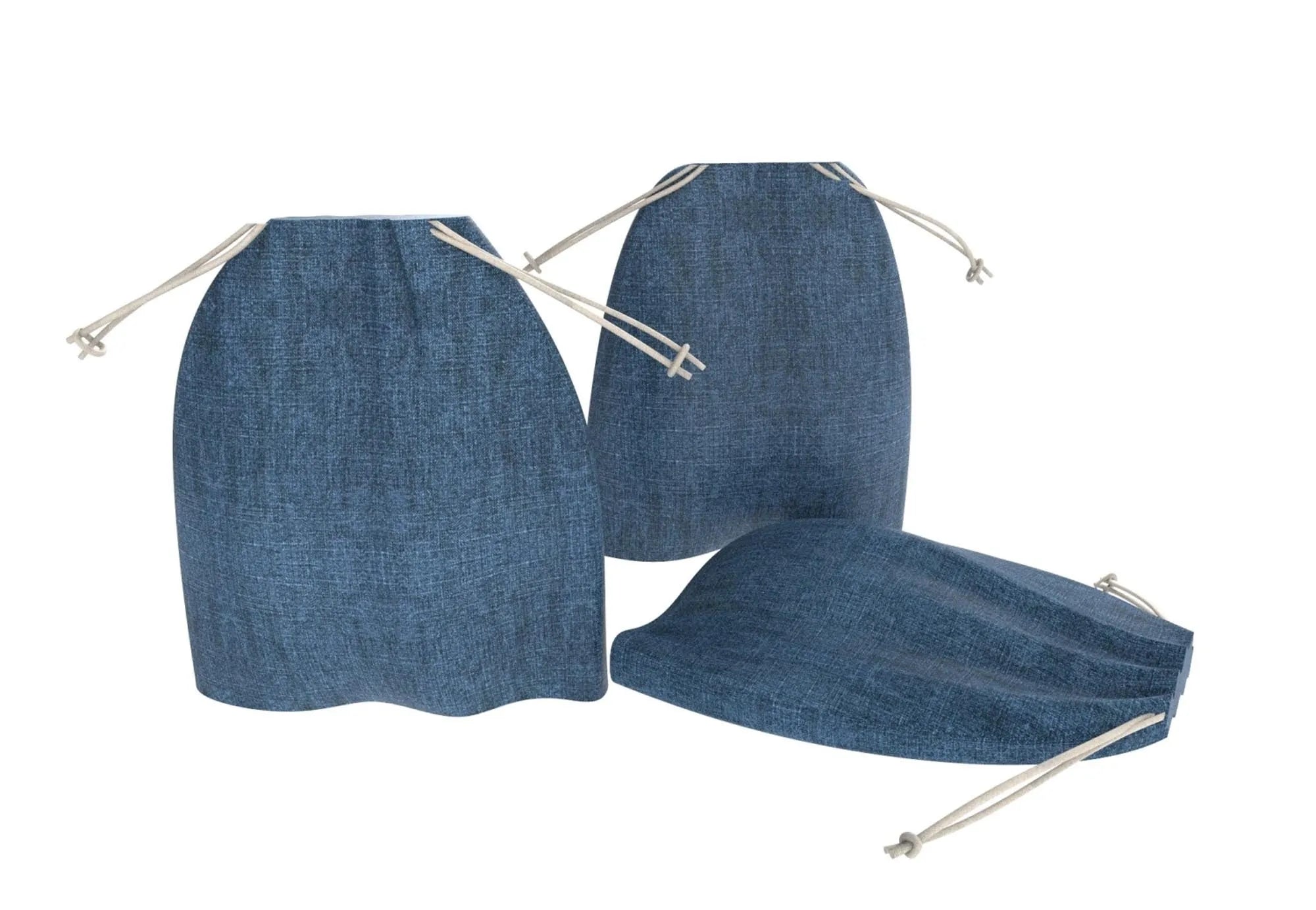 3er Set Obst- und Gemüsebeutel Jeans von Nuts Innovations: Stilvolles, nachhaltiges Baumwoll-Design für frische, umweltfreundliche Aufbewahrung.