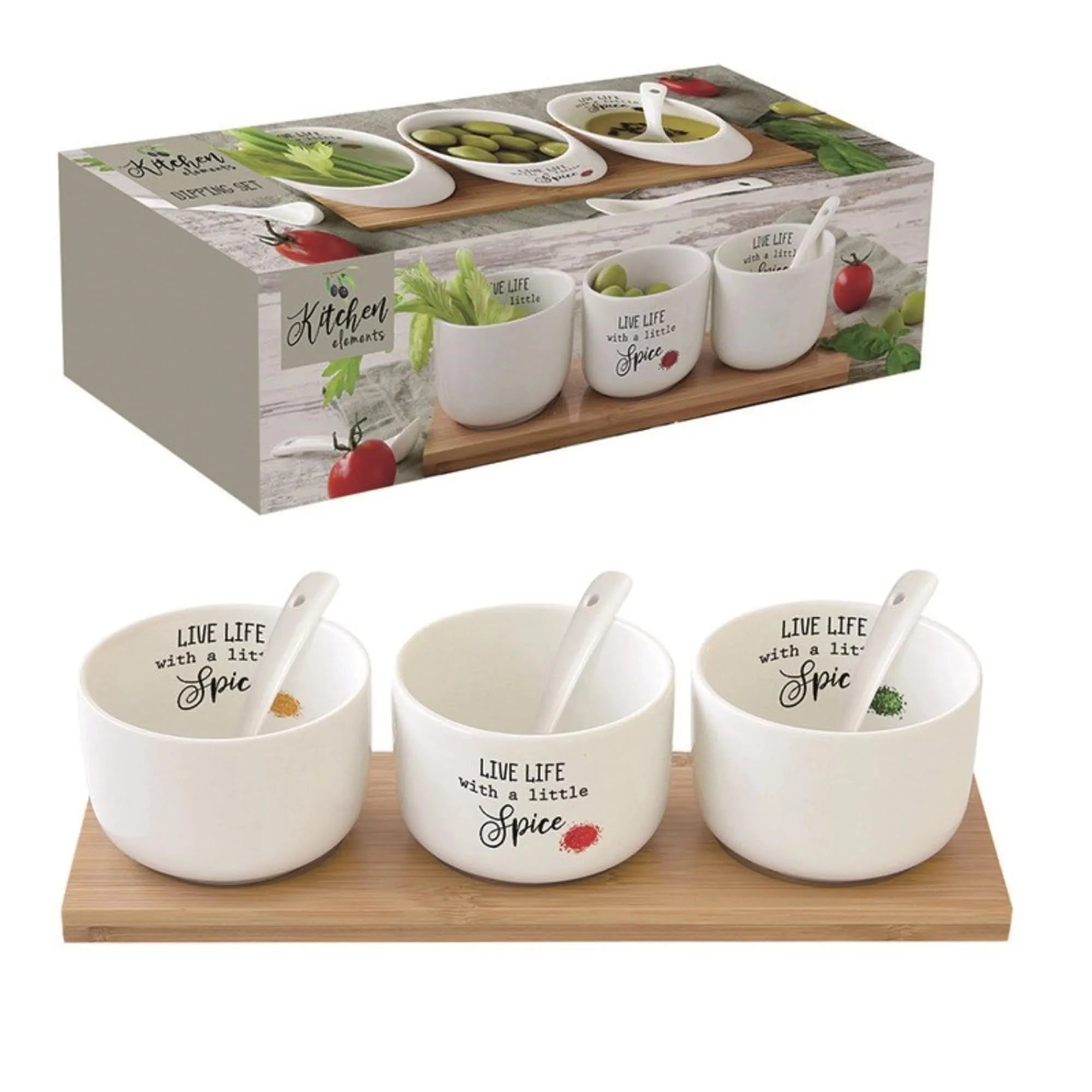 Kitchen Elements Appetizer Set m. 3 Schalen, 2 Löffel und Ta - KAQTU Design