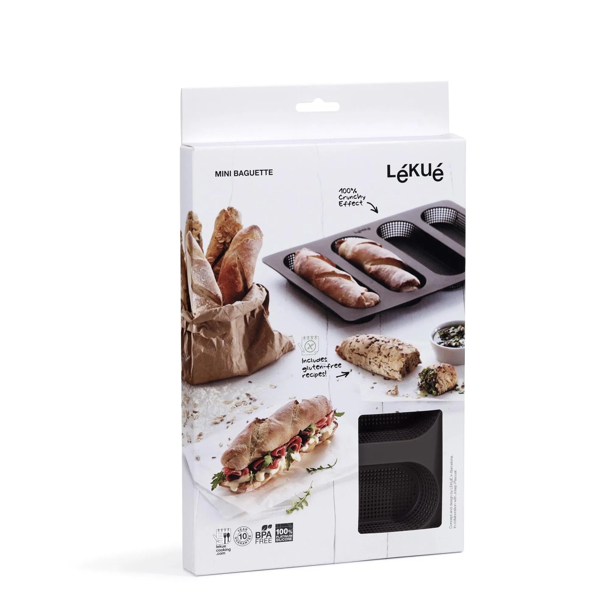 Brotbackform Baguette mini, 4er,perforiert, braun, 29x20cm in Braun präsentiert im Onlineshop von KAQTU Design AG. Backen ist von Lékué