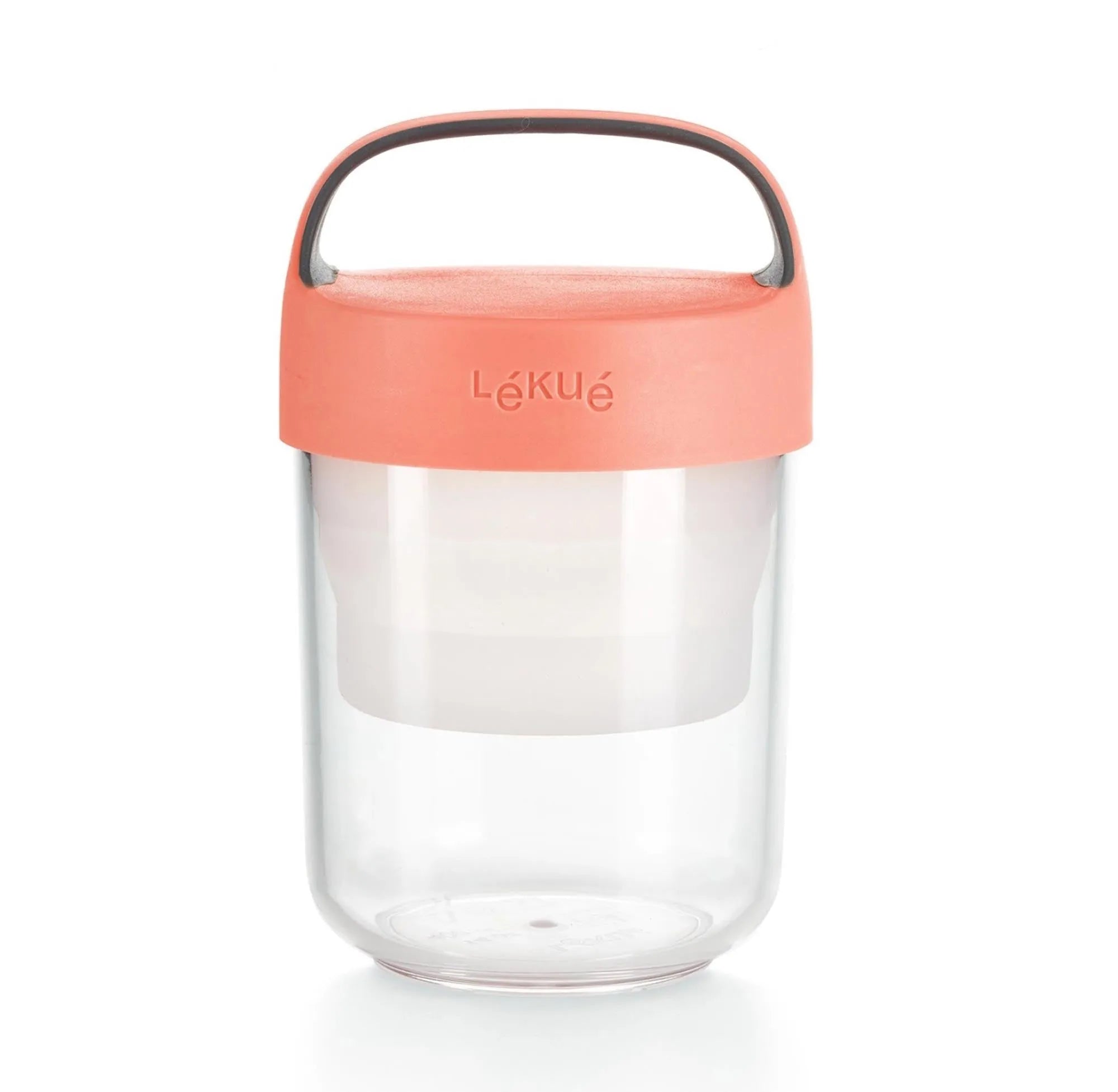 Jar To Go korall, klein 40 cl, Ø9.2 cm H 14.8 cm in Korall präsentiert im Onlineshop von KAQTU Design AG. Aufbewahrungsdose ist von Lékué