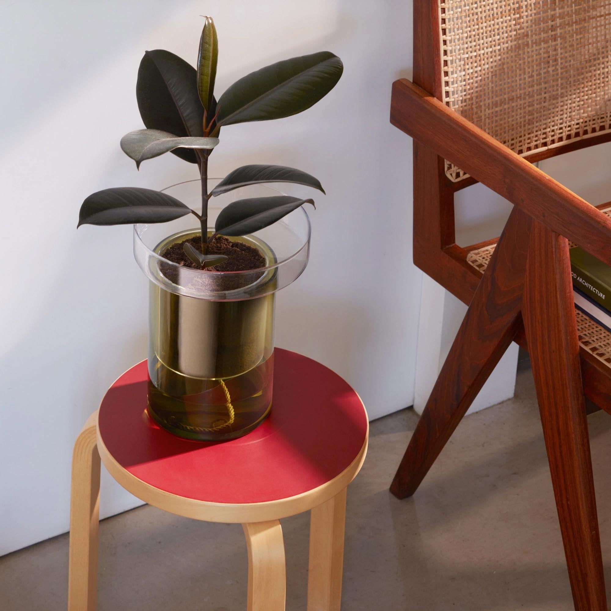 Plantpot Balcony self -watering H27 Ø22 cm clear/olive green