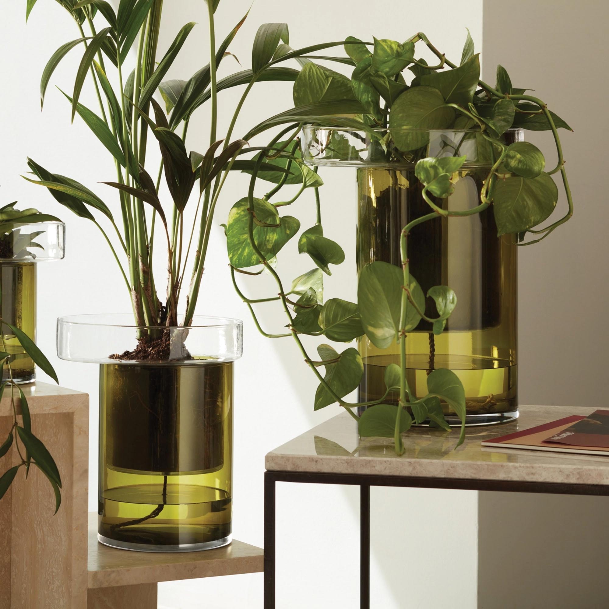 Plantpot Balcony self -watering H27 Ø22 cm clear/olive green