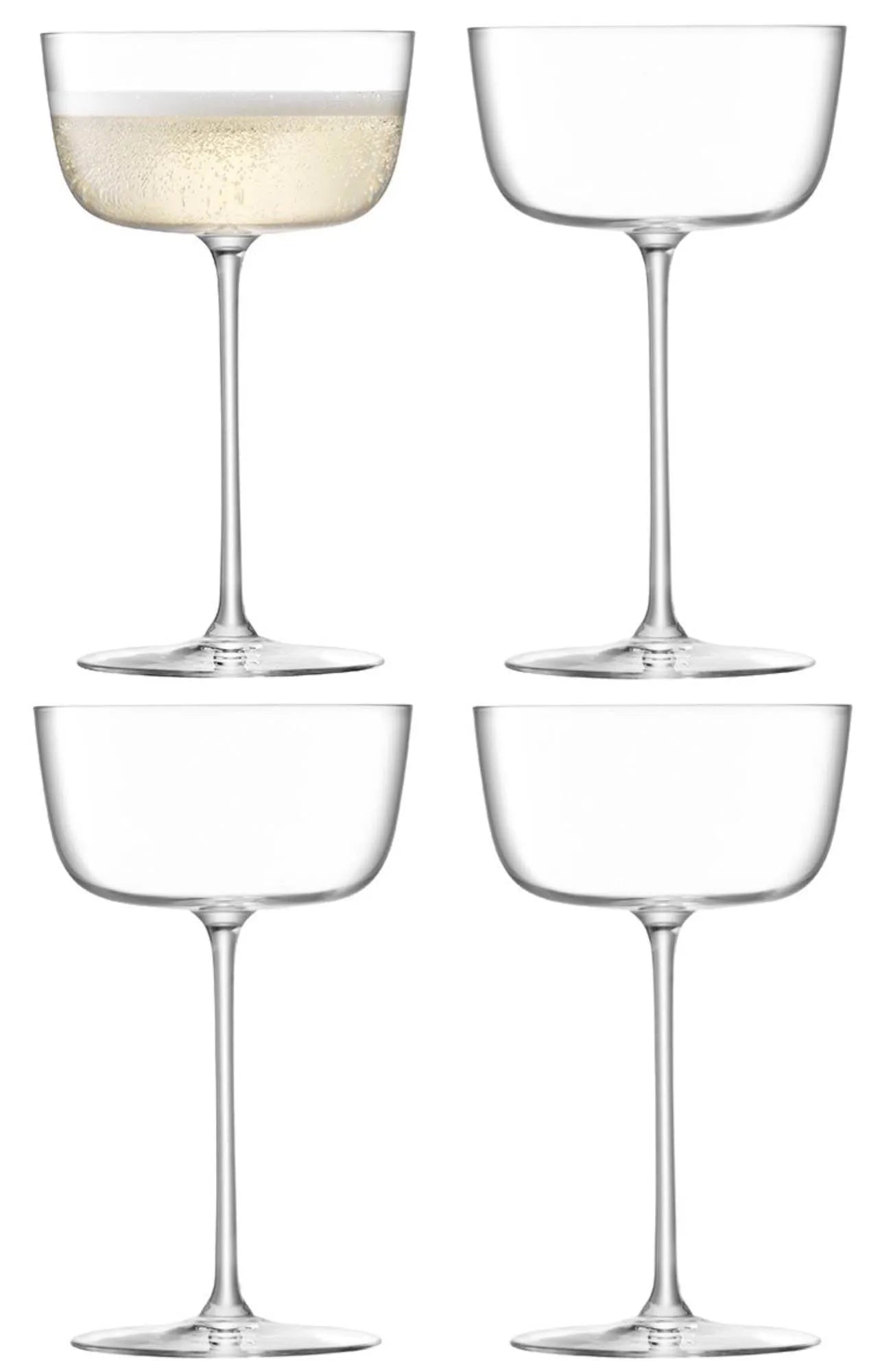 Elegantes 4er Set Borough Cocktailschalen von LSA, 240ml, aus klarem Glas, ideal für Mojitos & Martinis. Perfekt für jeden Anlass.