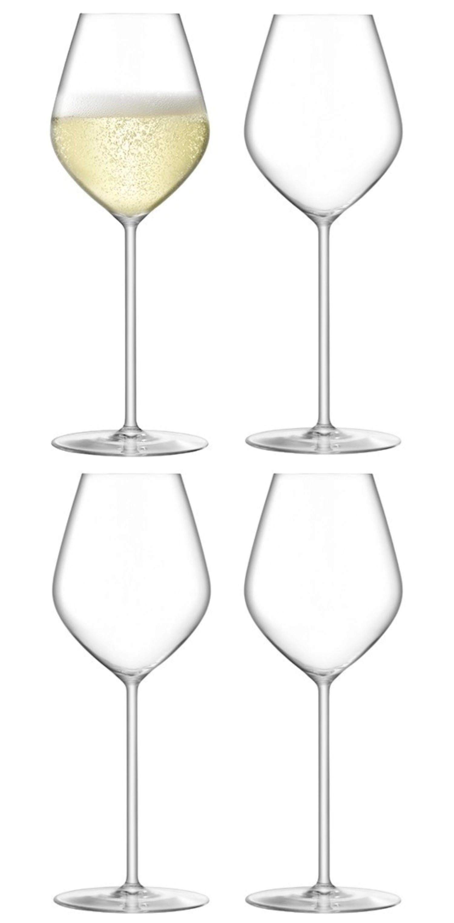 Stilvolles 4er Set Borough Champagnerflöten von LSA, ideal für festliche Anlässe, mit einem Fassungsvermögen von 285ml und elegantem Design.