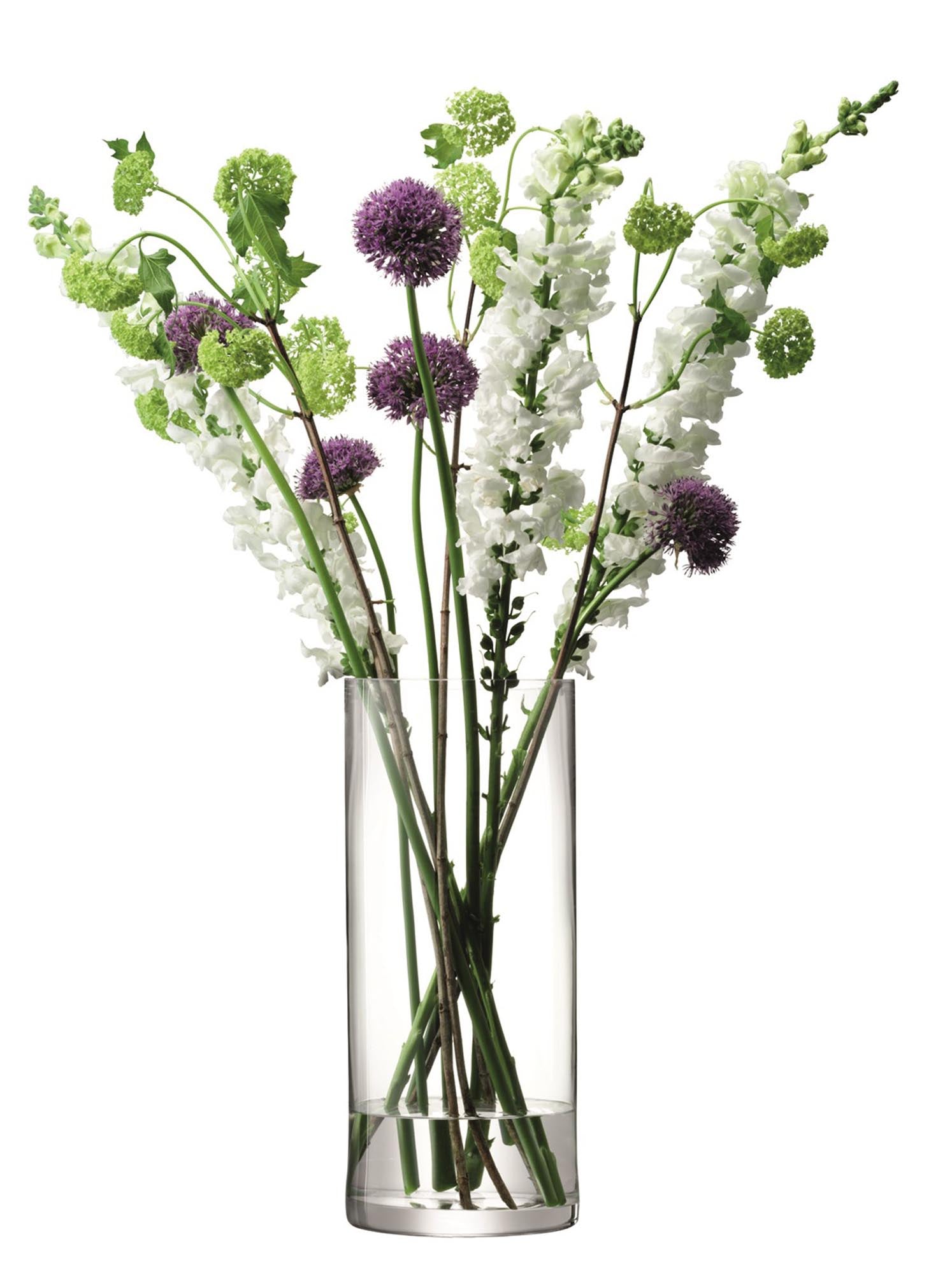 Elegante klare Säulenvase von LSA, 42 cm hoch und 18 cm Durchmesser, ideal für stilvolle Blumenarrangements und moderne Dekoration.