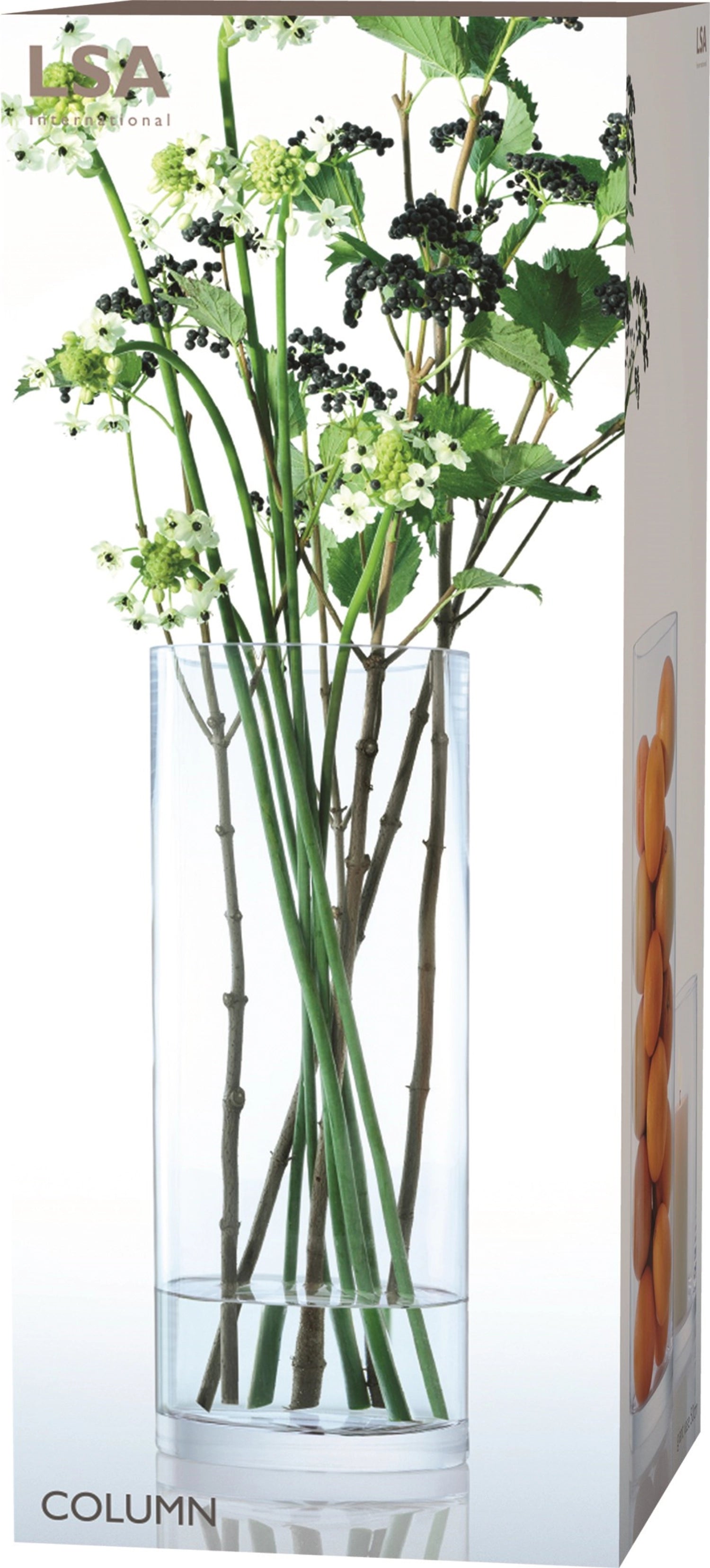 Stilvolle, hohe Glasvase "Column Giant" von LSA, 50 cm hoch und 20 cm breit, perfekt für beeindruckende Blumendekorationen.